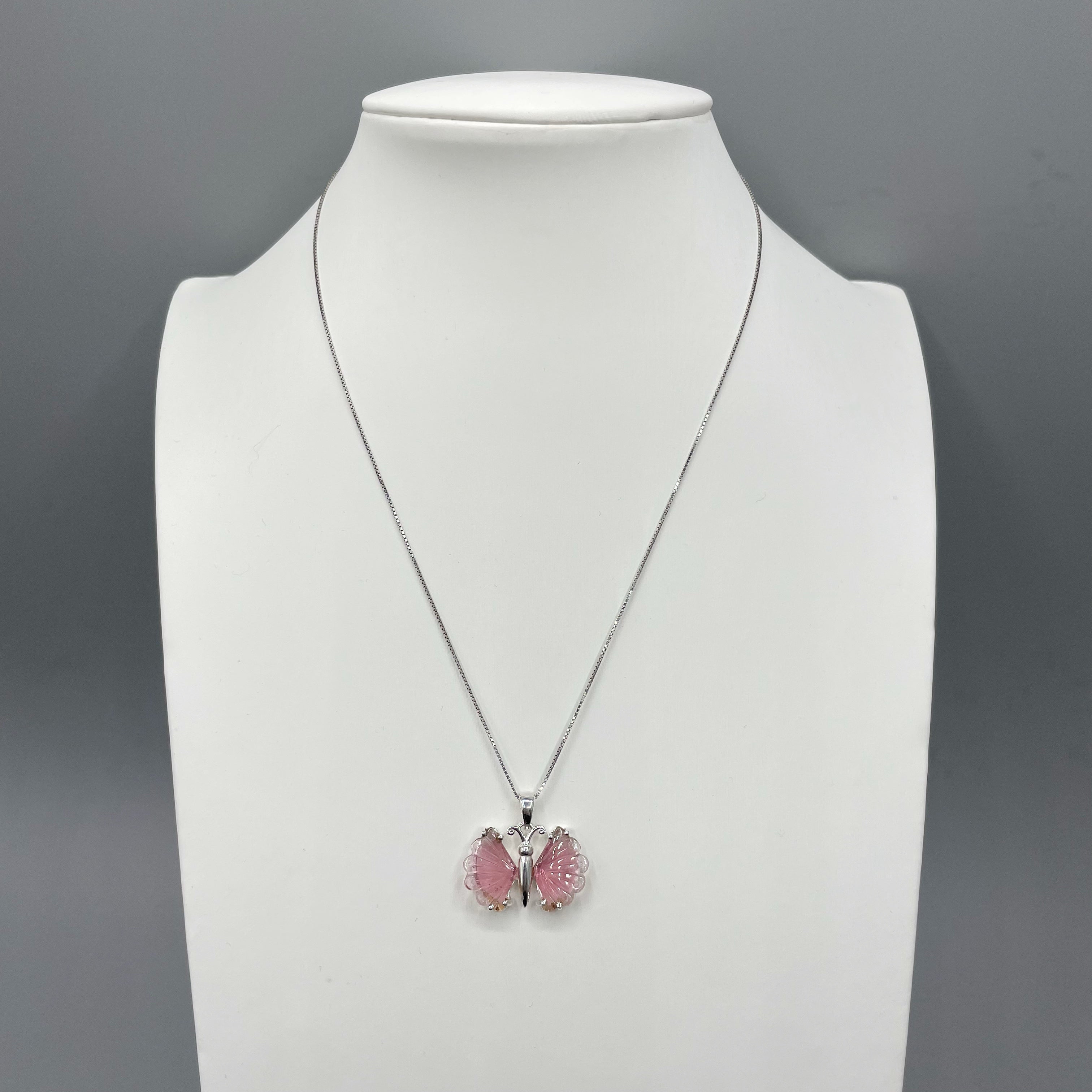 Ciondolo Farfalla Tormalina Rosa e Argento 925