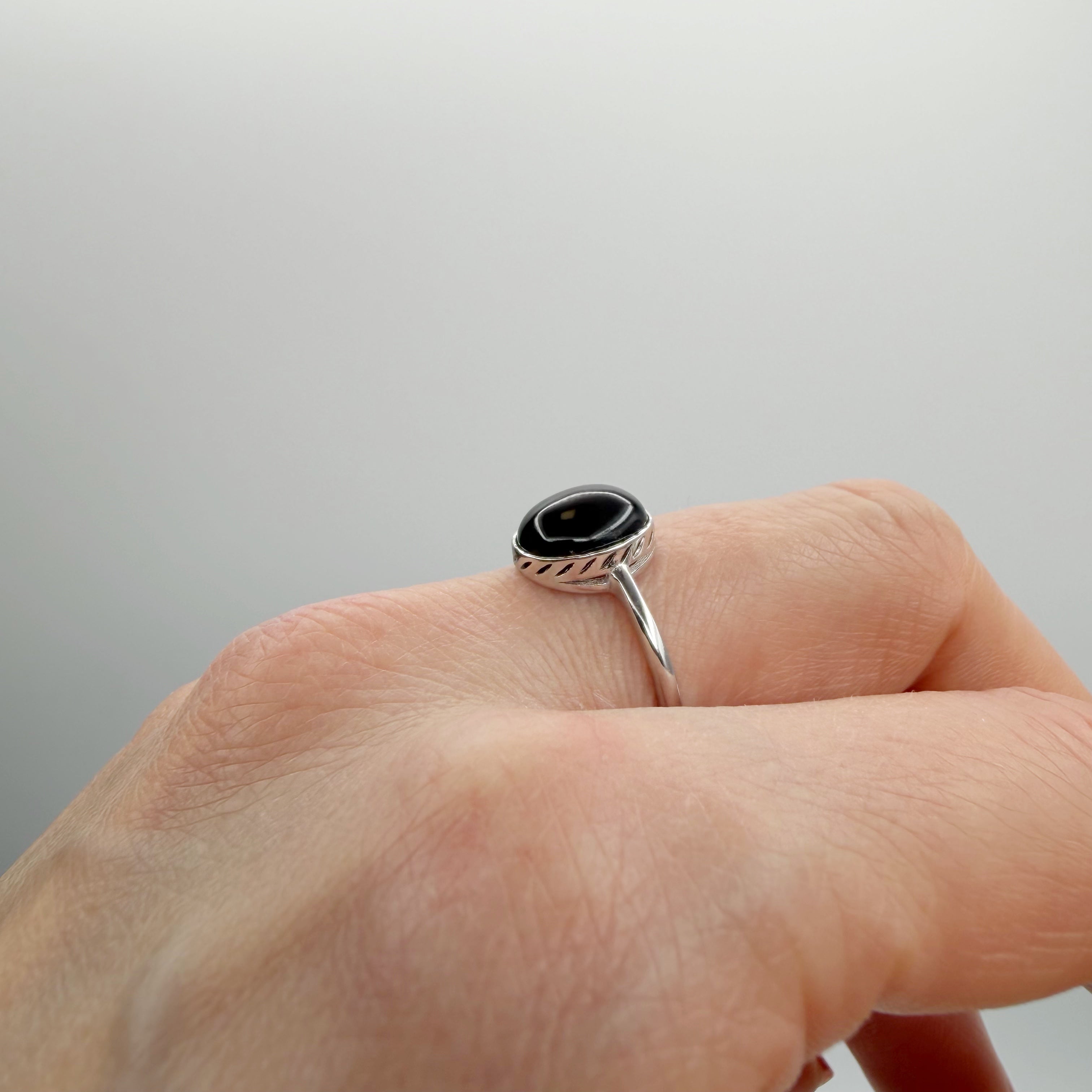 Anello Ossidiana e Argento 925