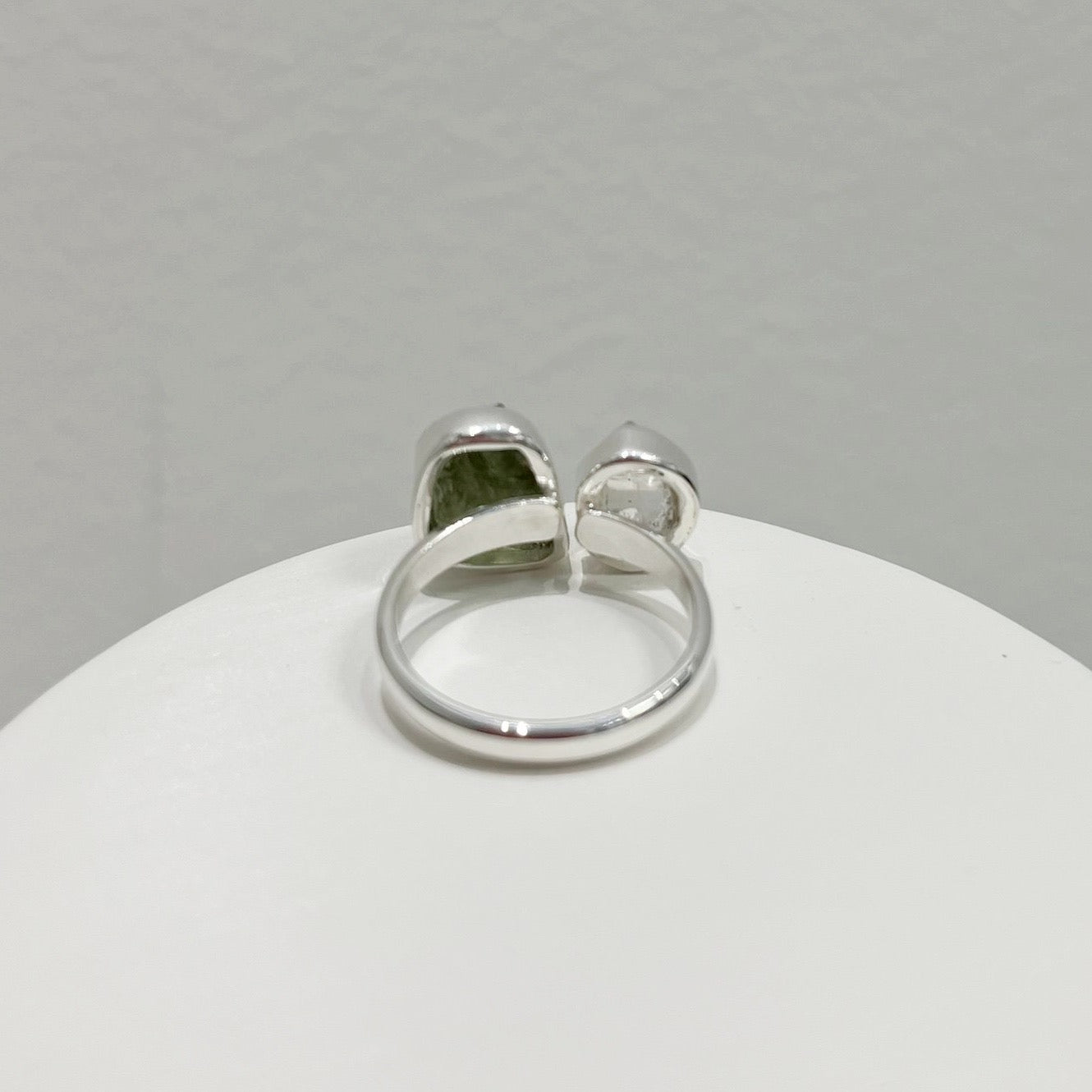 Anello Moldavide e Diamante Herkimer - Argento 925