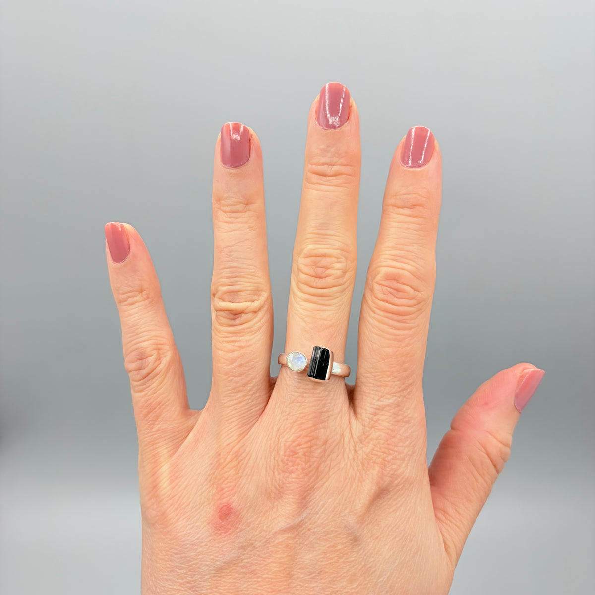 Anello Tormalina e Labradorite Bianca - Argento 925