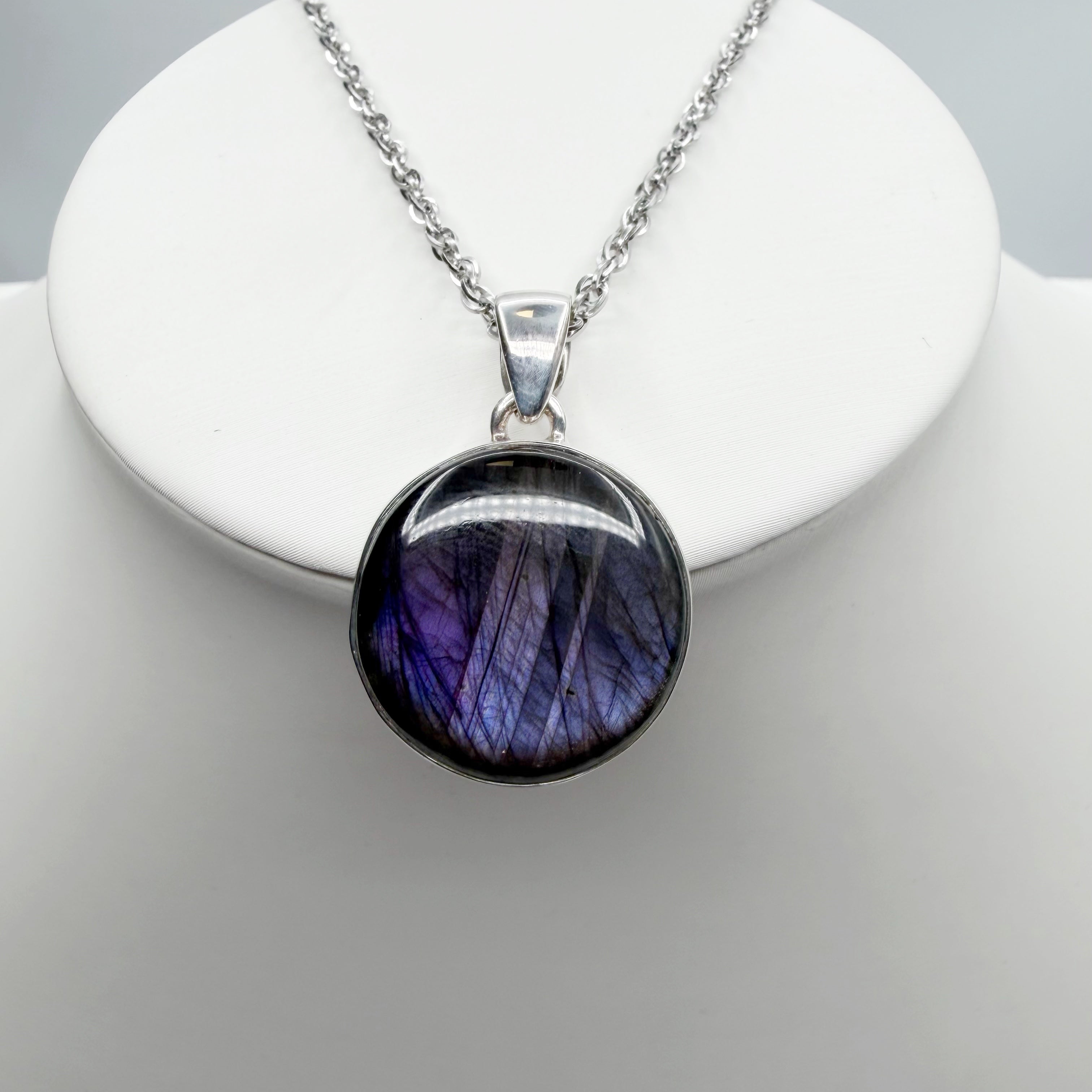 Ciondolo Labradorite Viola - Argento 925 Tondo