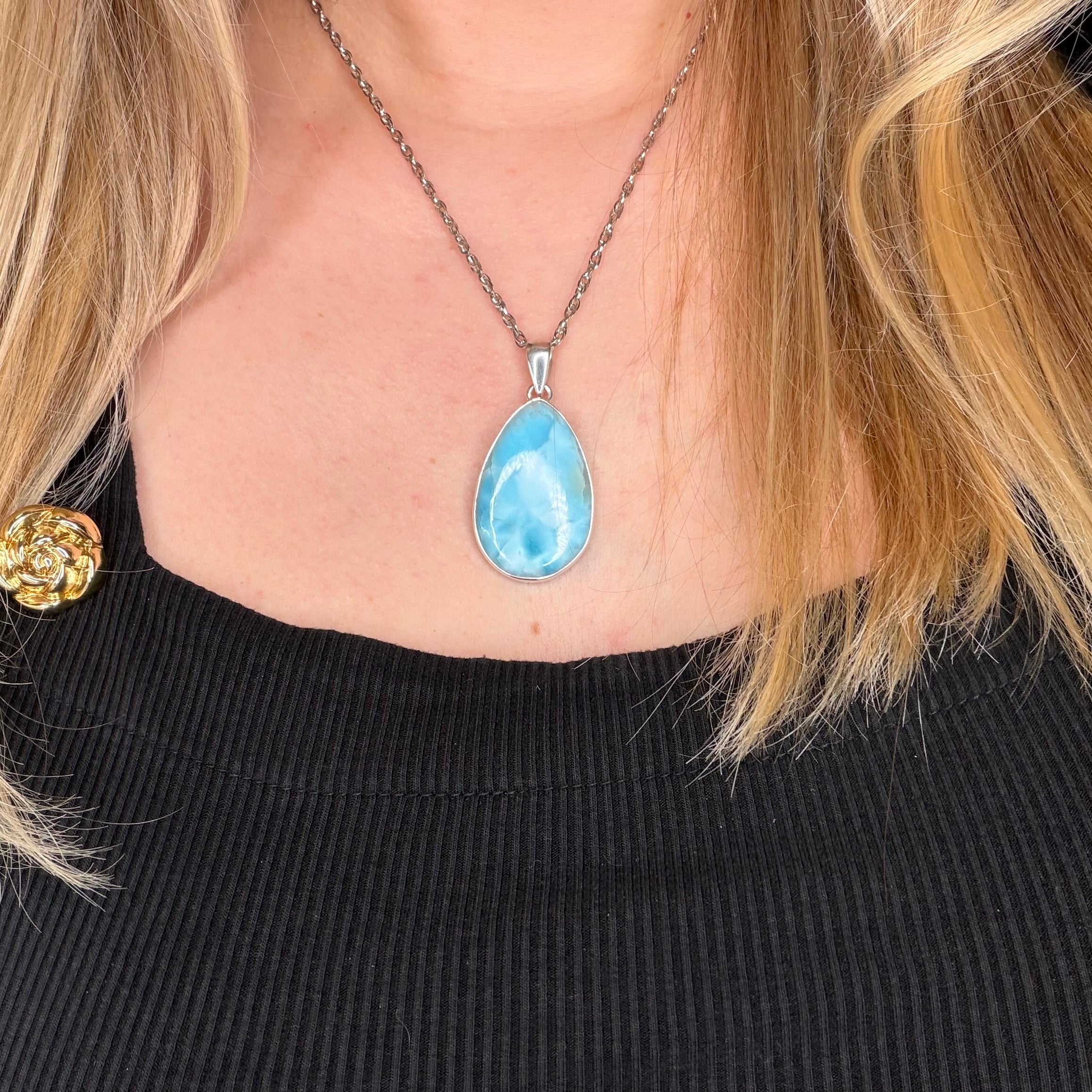 Ciondolo Larimar Argento 925 - Goccia grande