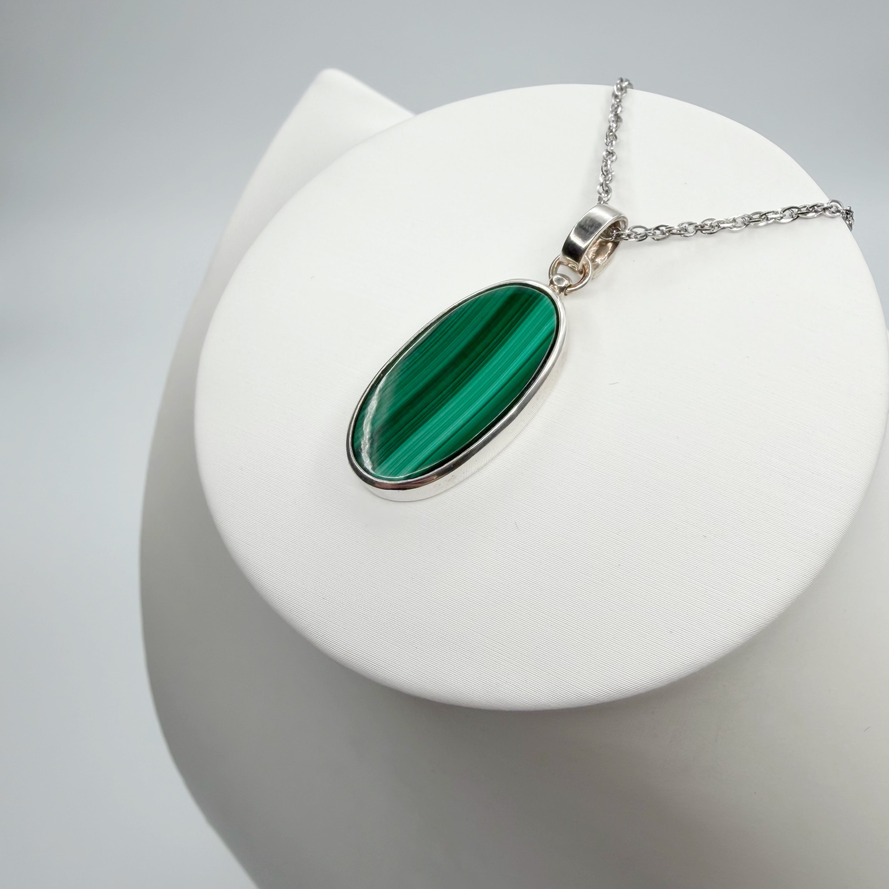 Ciondolo Malachite Ovale - Argento 925