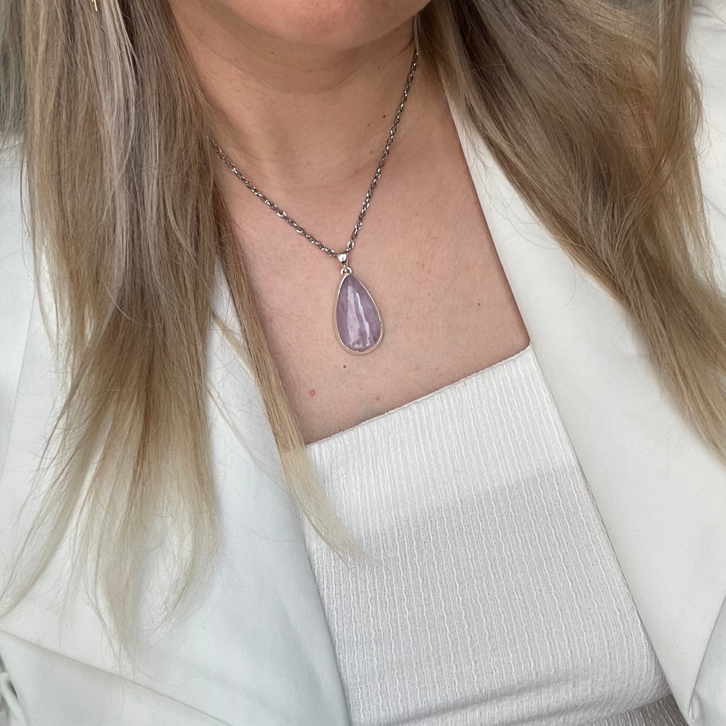 Ciondolo Kunzite a Goccia - Argento 925