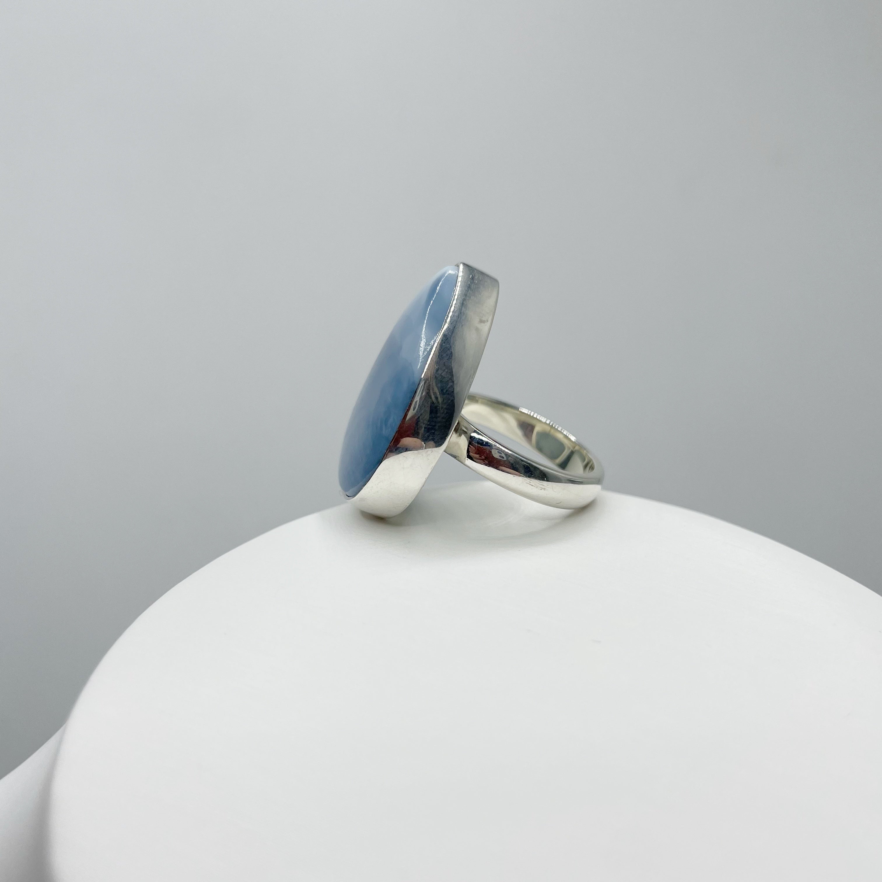Anello Opale Blu a Goccia - Argento 925