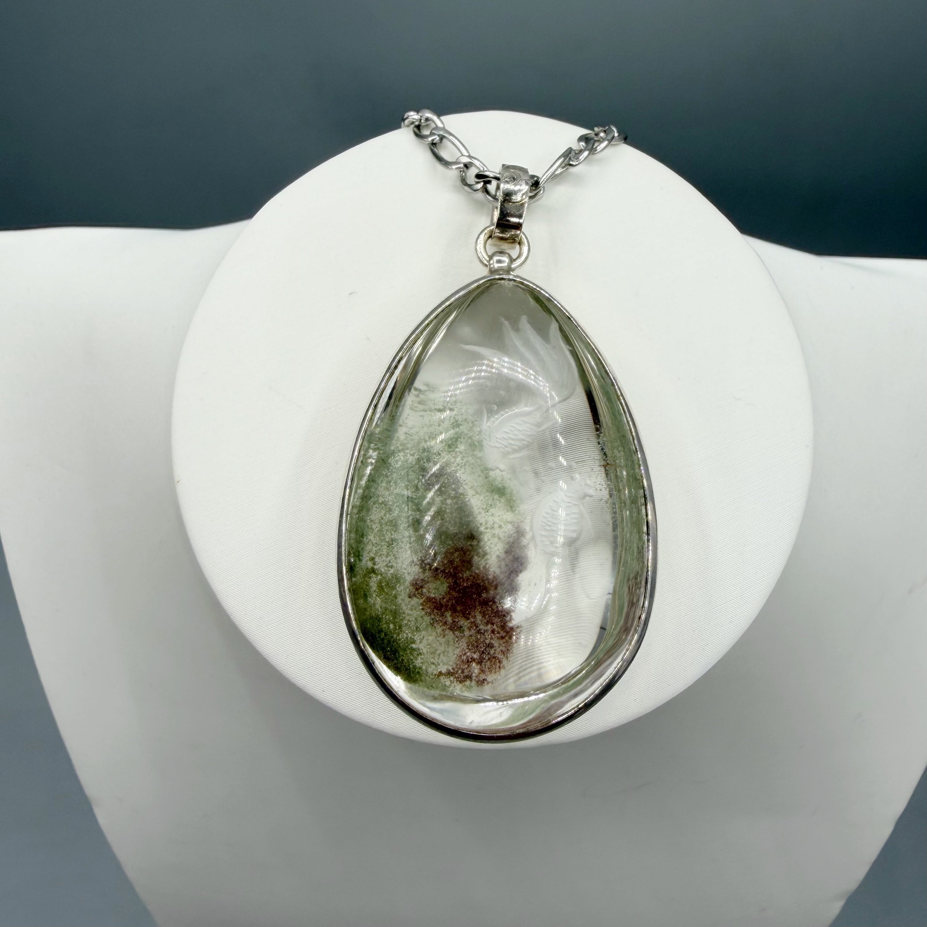 Ciondolo Lodolite intarsiato a Mano - Argento 925