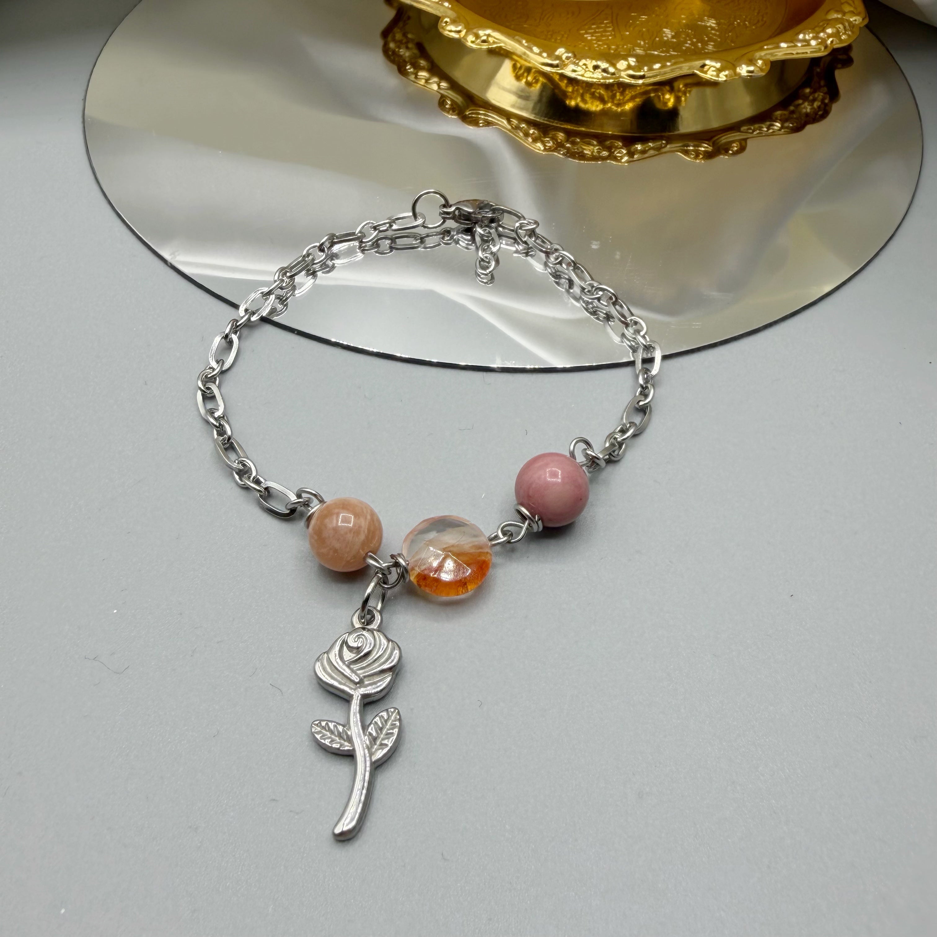 Bracciale Calma e Serenità - Pietra di Luna, Quarzo Ematoide, Rodonite - LIMITED EDITION