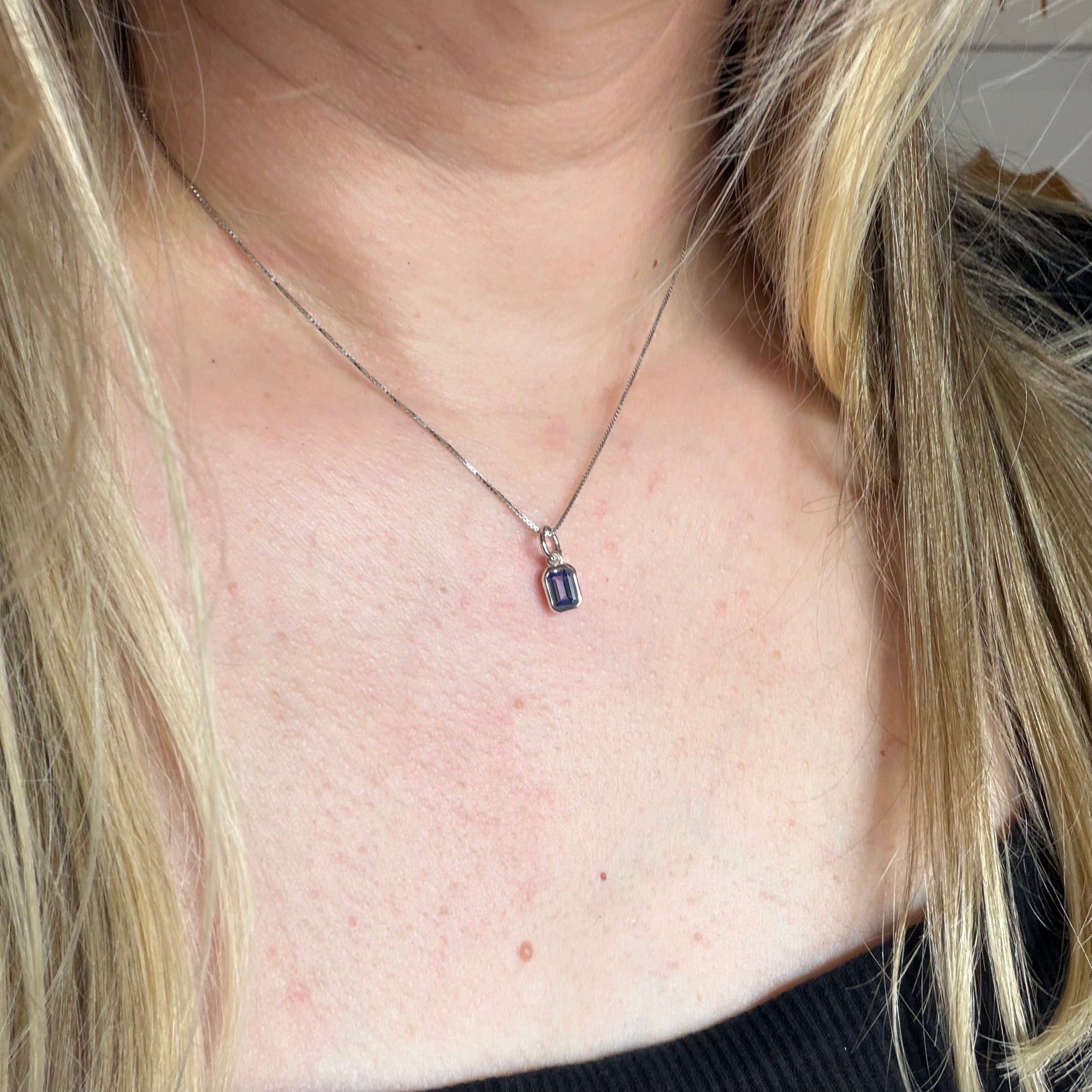 Ciondolo Punto Luce Tanzanite Argento 925 - Rettangolare
