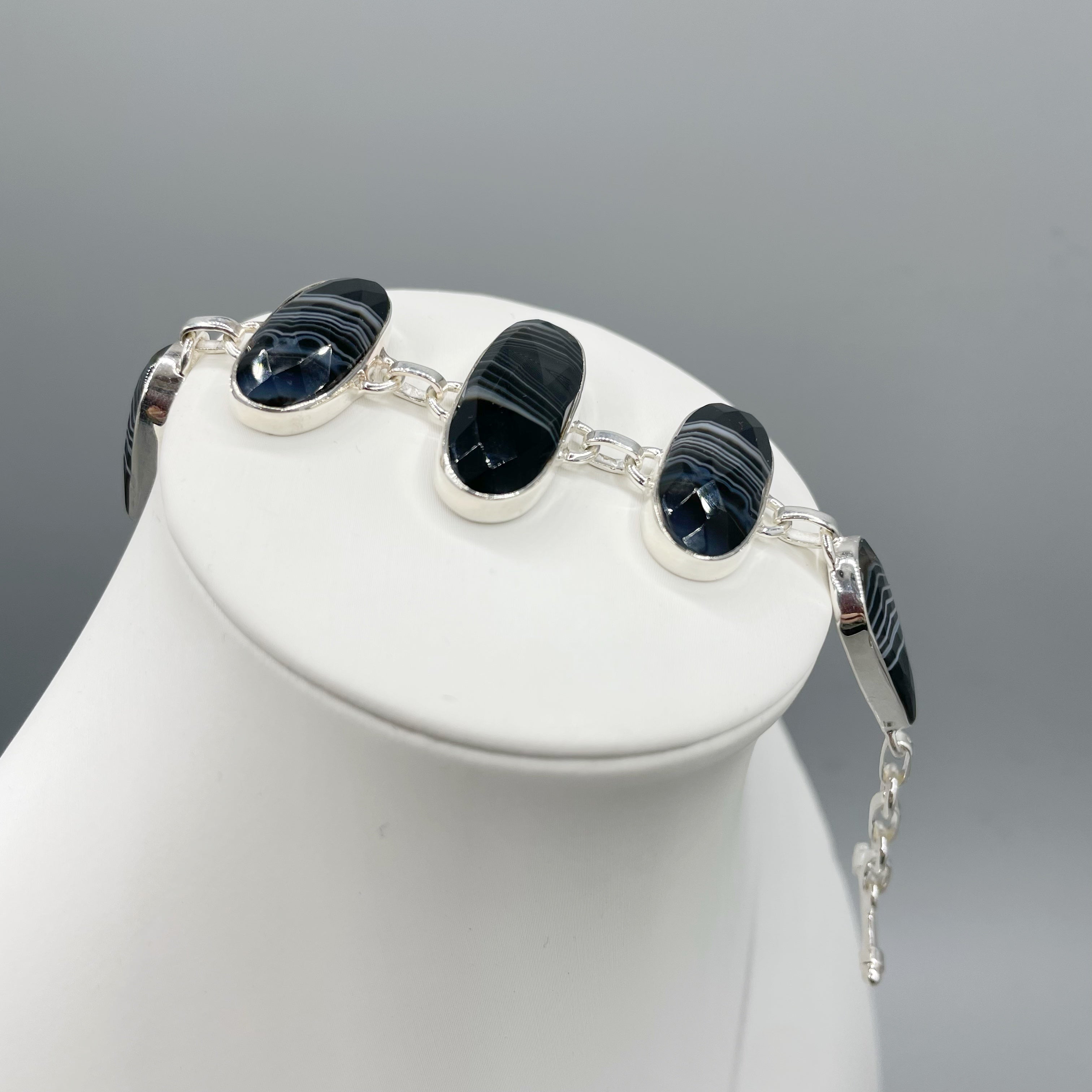 Bracciale Agata Nera e Argento 925