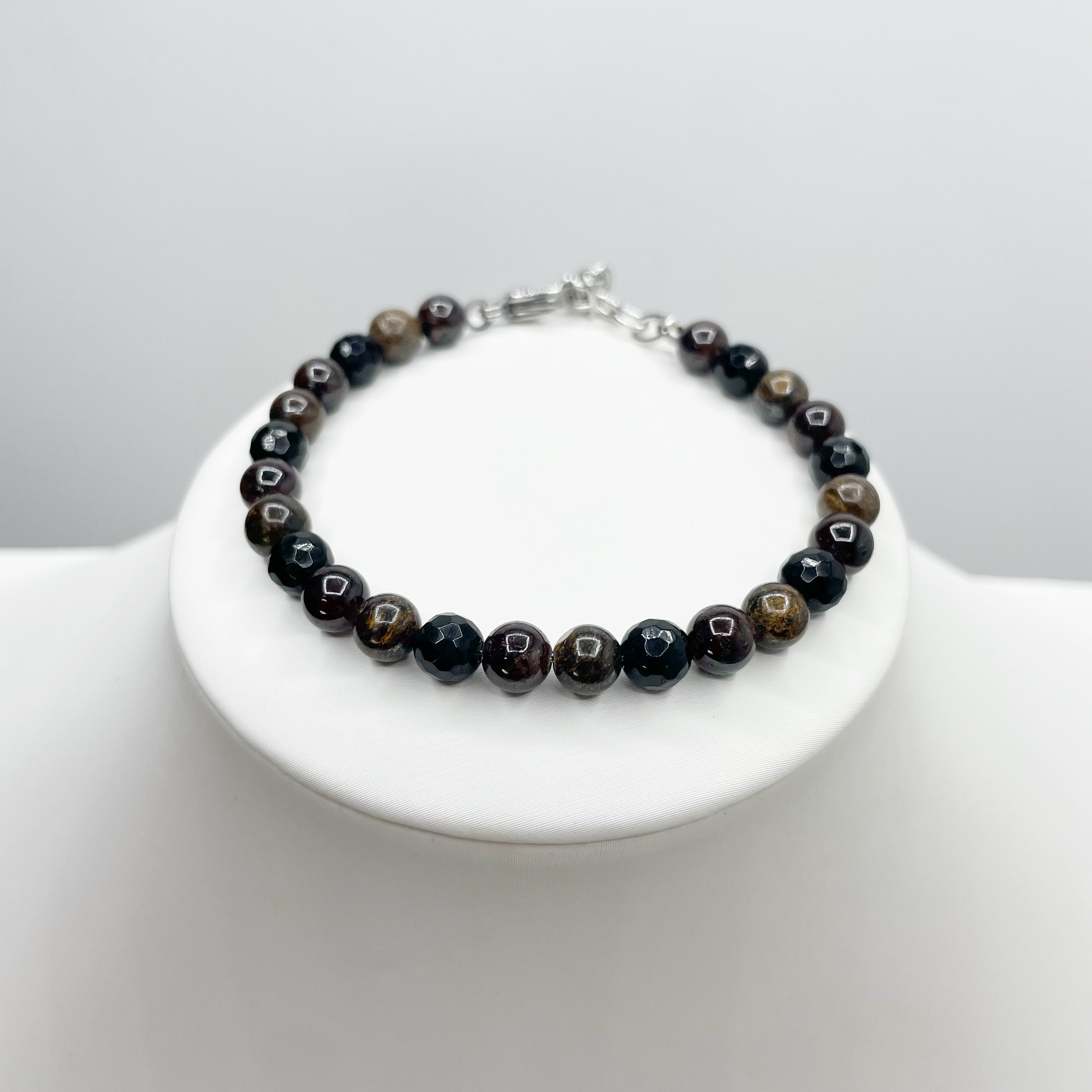 Bracciale Infinite Possibilità - Bronzite, Granato e Ossidiana