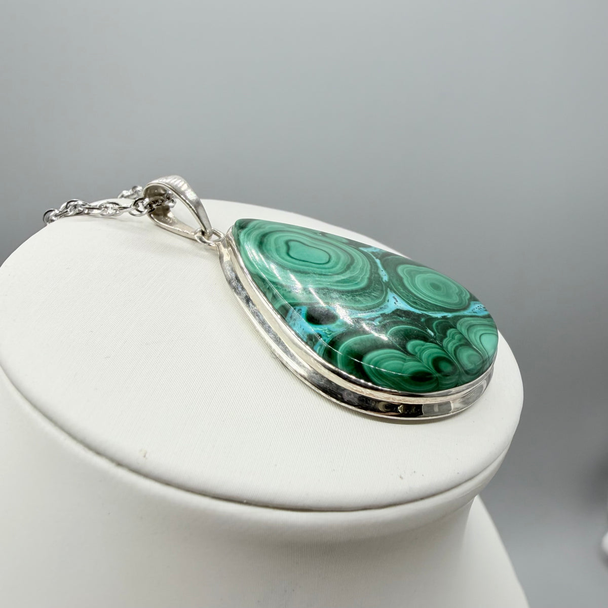Ciondolo Malachite e Crisocolla Argento 925 - Goccia grande