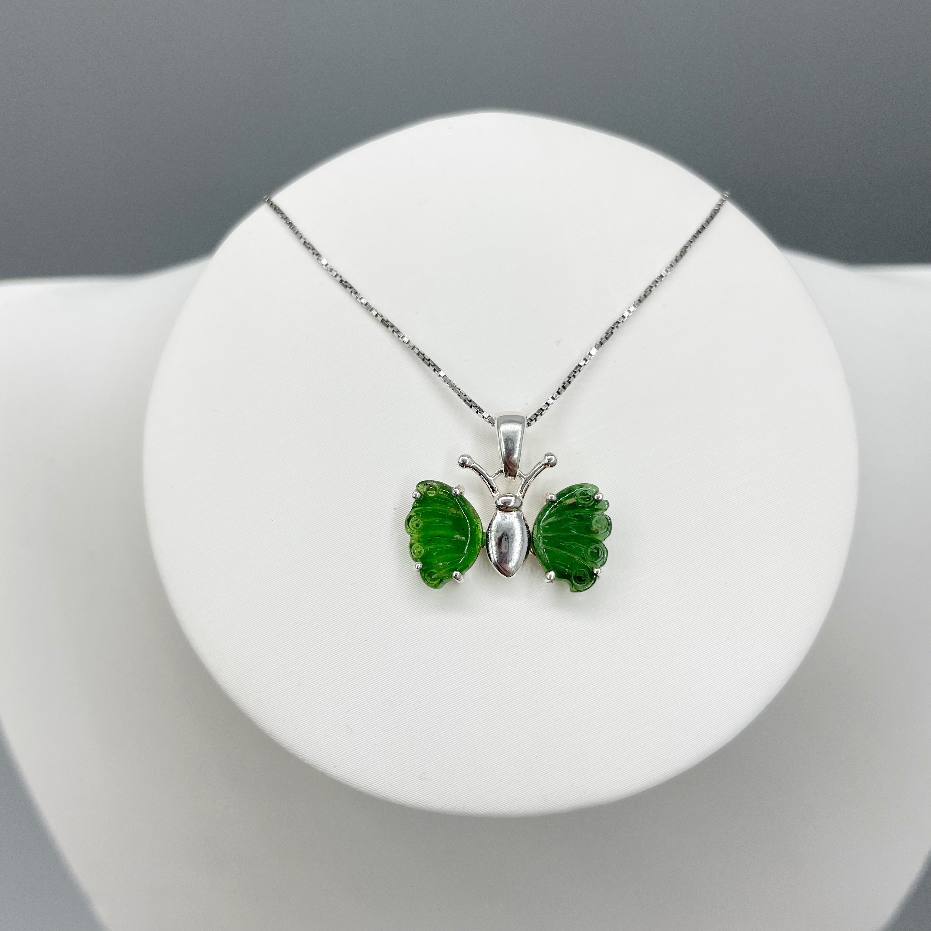 Ciondolo Farfalla Tormalina Verde e Argento 925