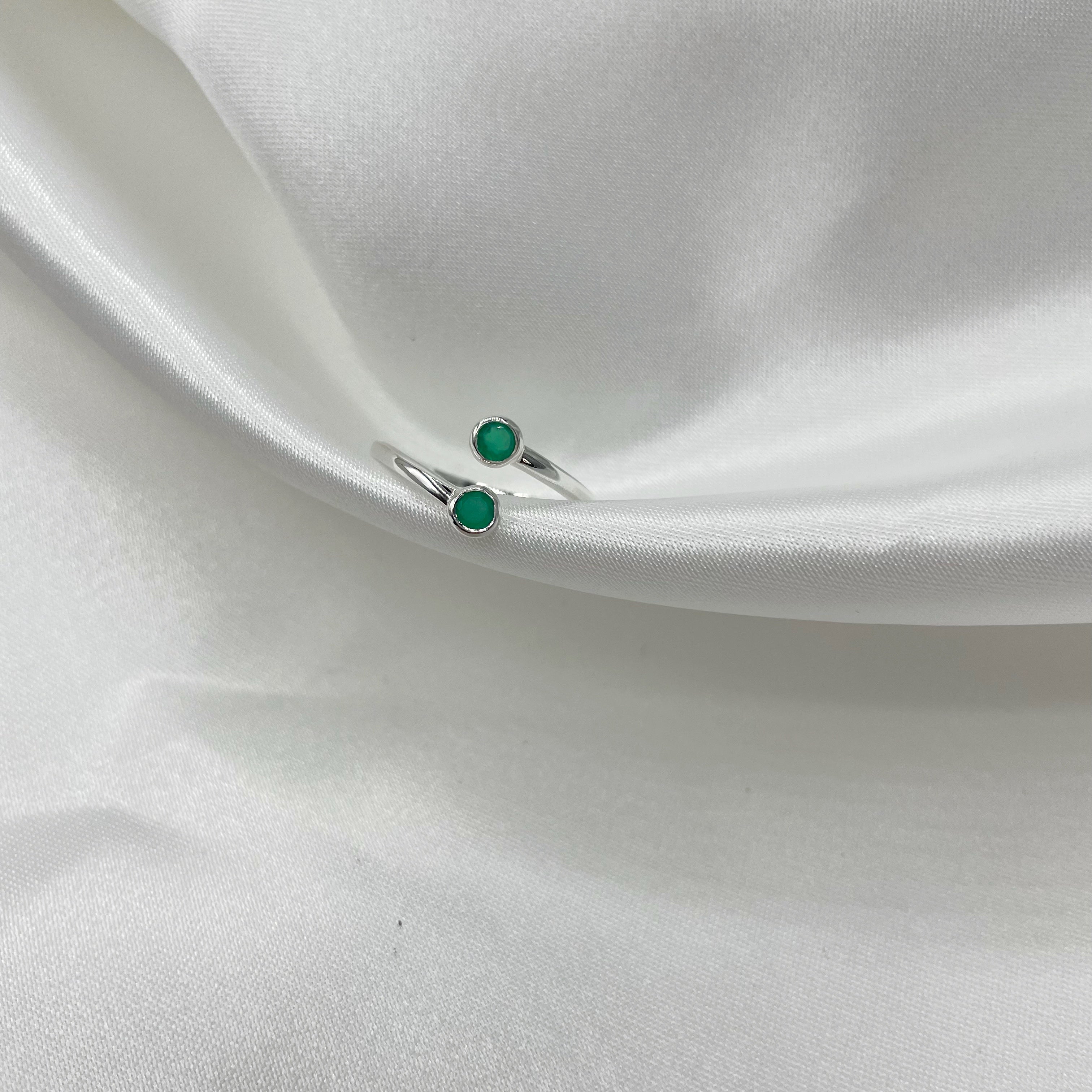 Anello Gemini - Onice Verde e Argento 925