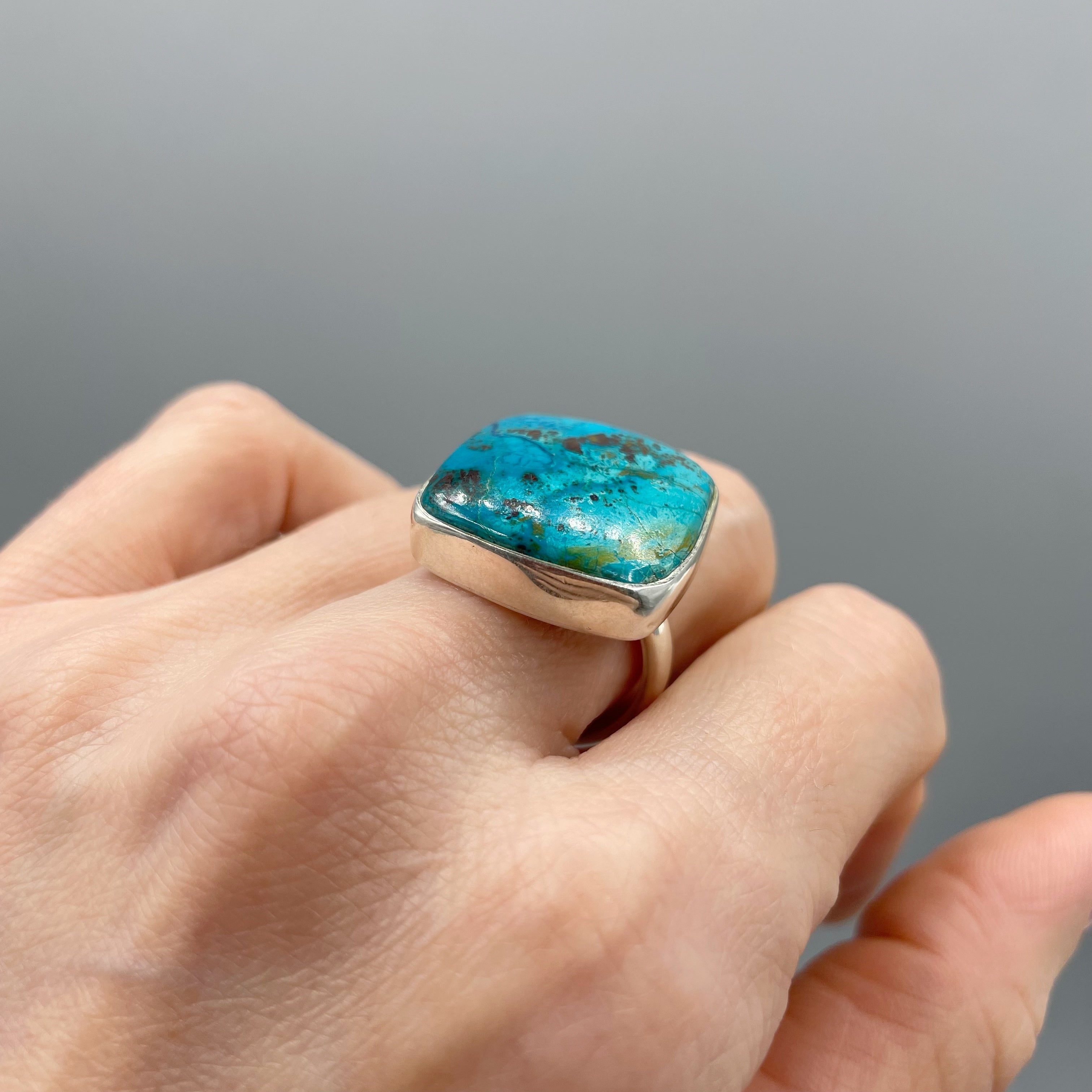 Anello Shattuckite e Argento 925 - Quadrato