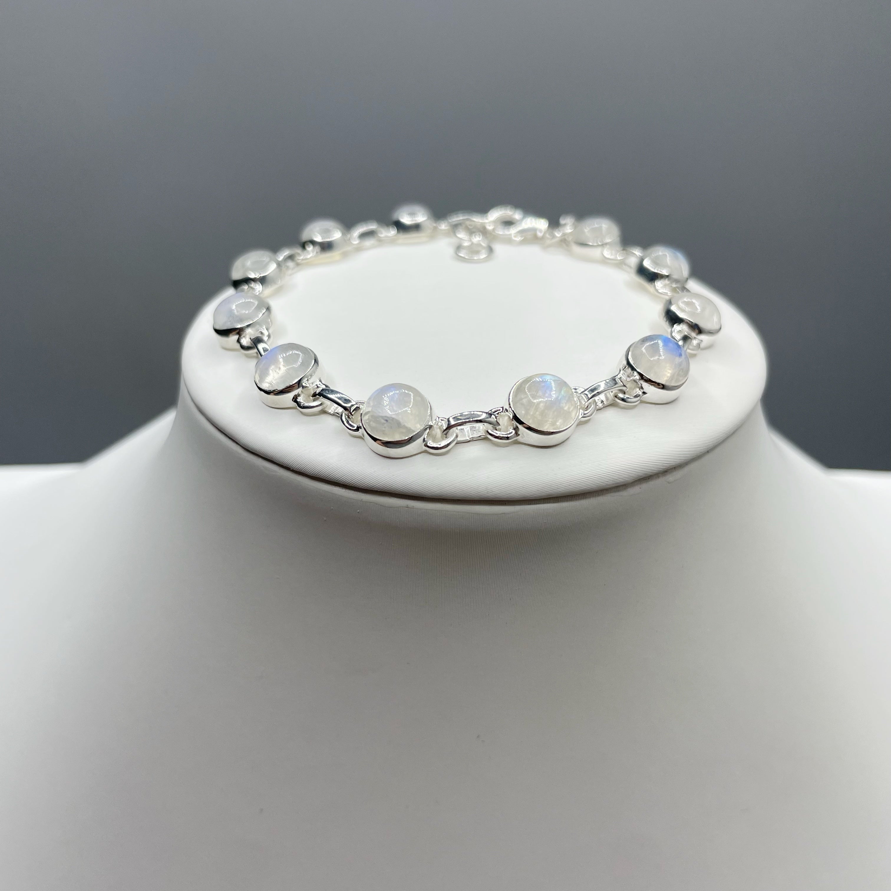 Bracciale Labradorite Bianca e Argento 925 - tondo