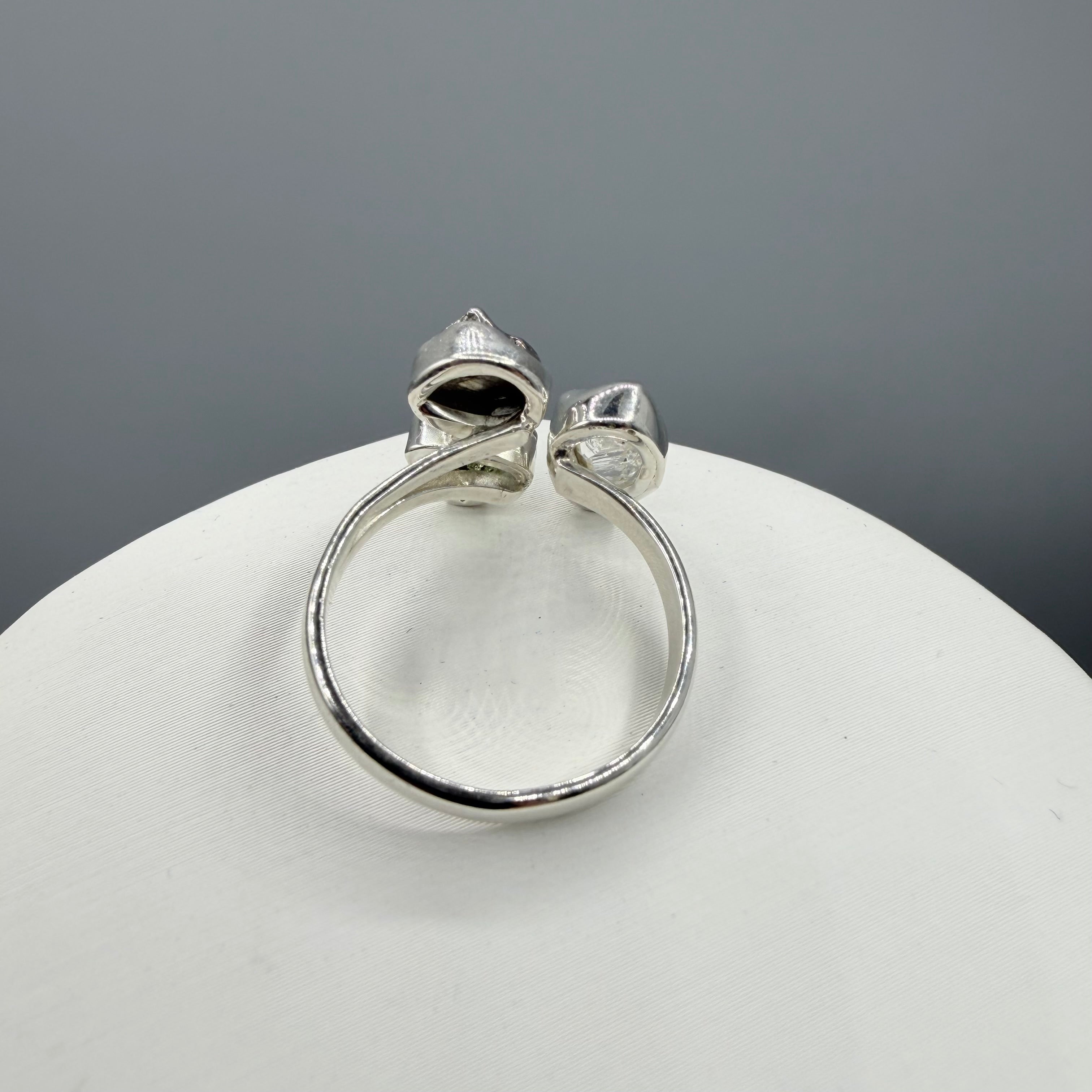 Anello Moldavite, Campo del Cielo e Diamante Herkimer | Argento 925