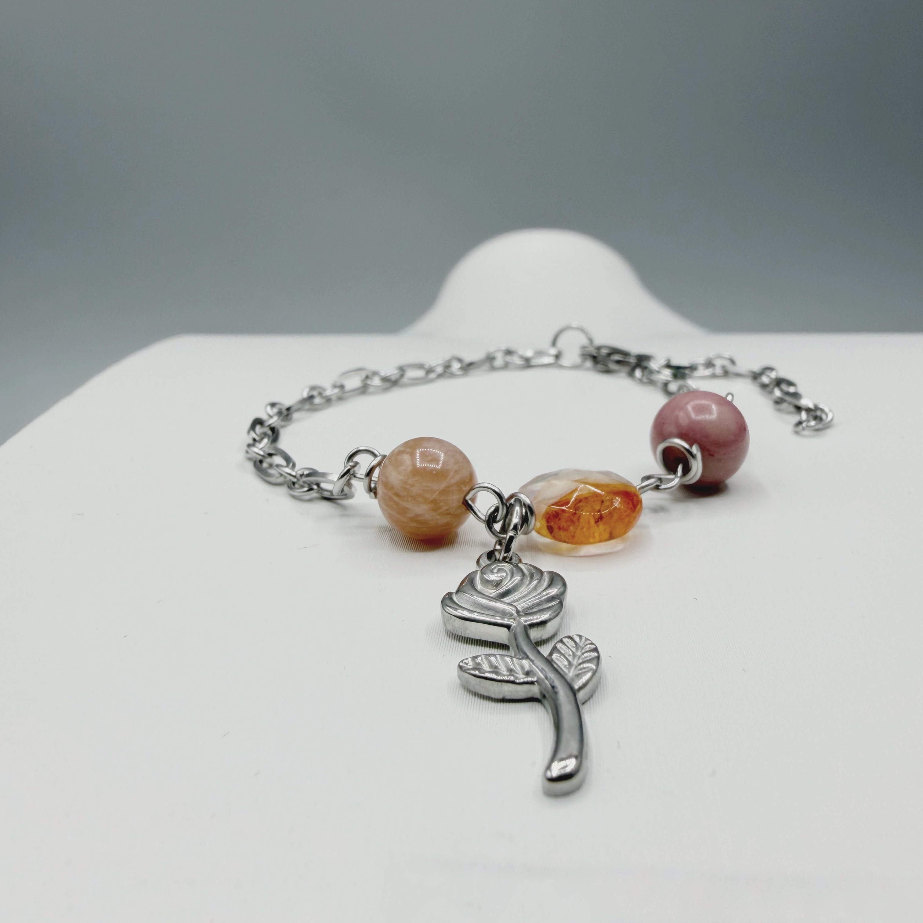 Bracciale Calma e Serenità - Pietra di Luna, Quarzo Ematoide, Rodonite - LIMITED EDITION