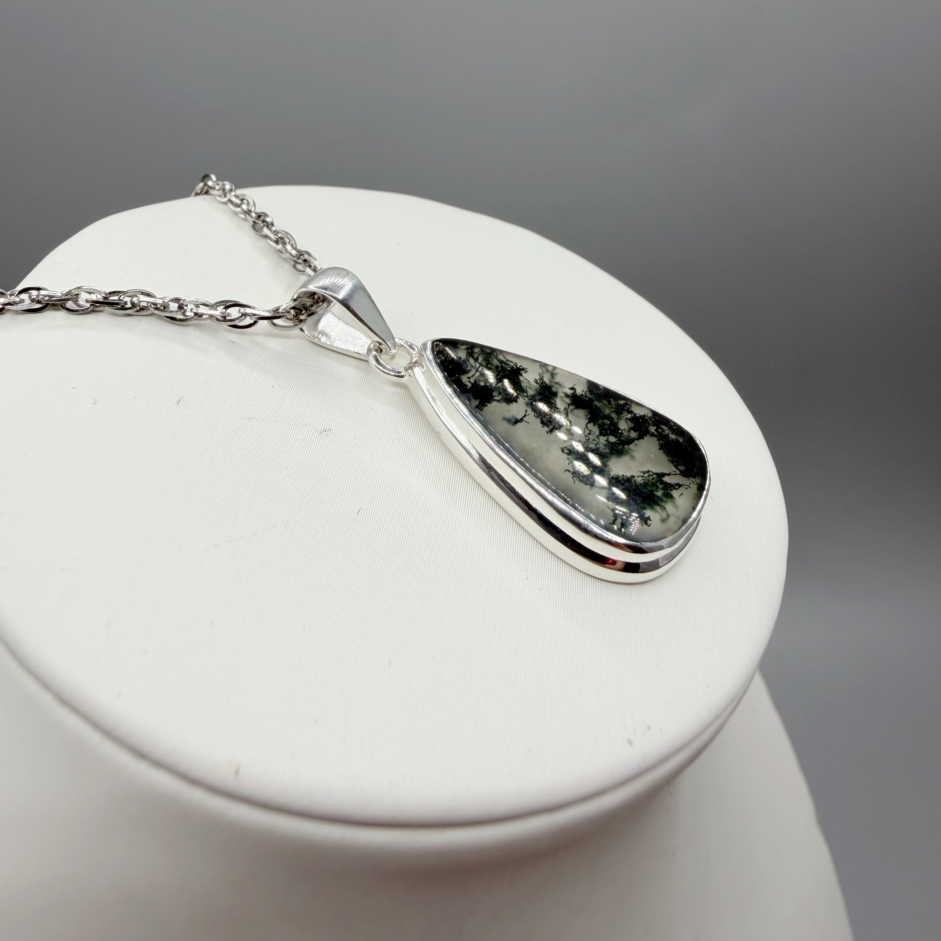 Ciondolo Agata Muschiata Argento 925 - a Goccia