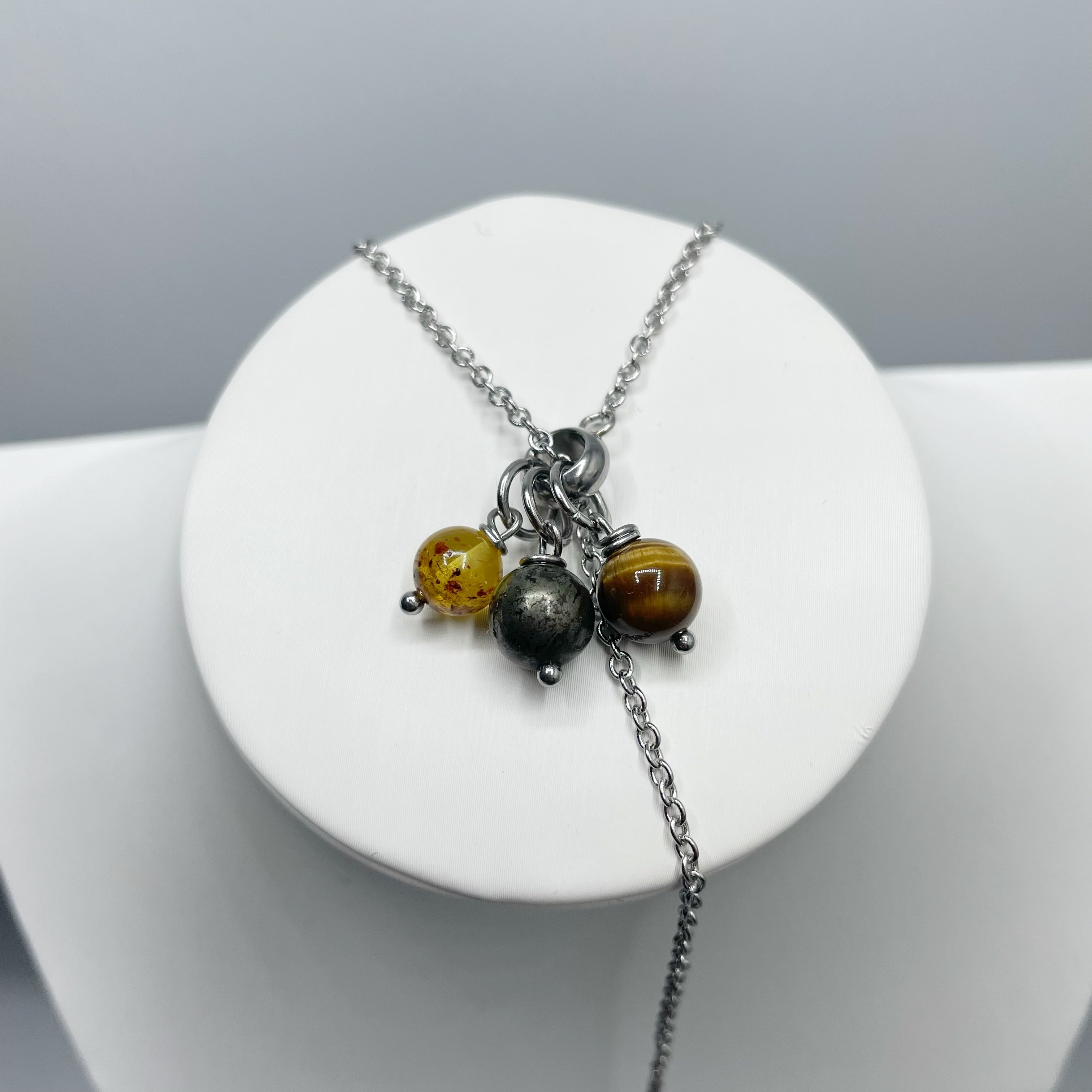 Collana Prosperity Charm - Pirite, Ambra, Occhio di tigre