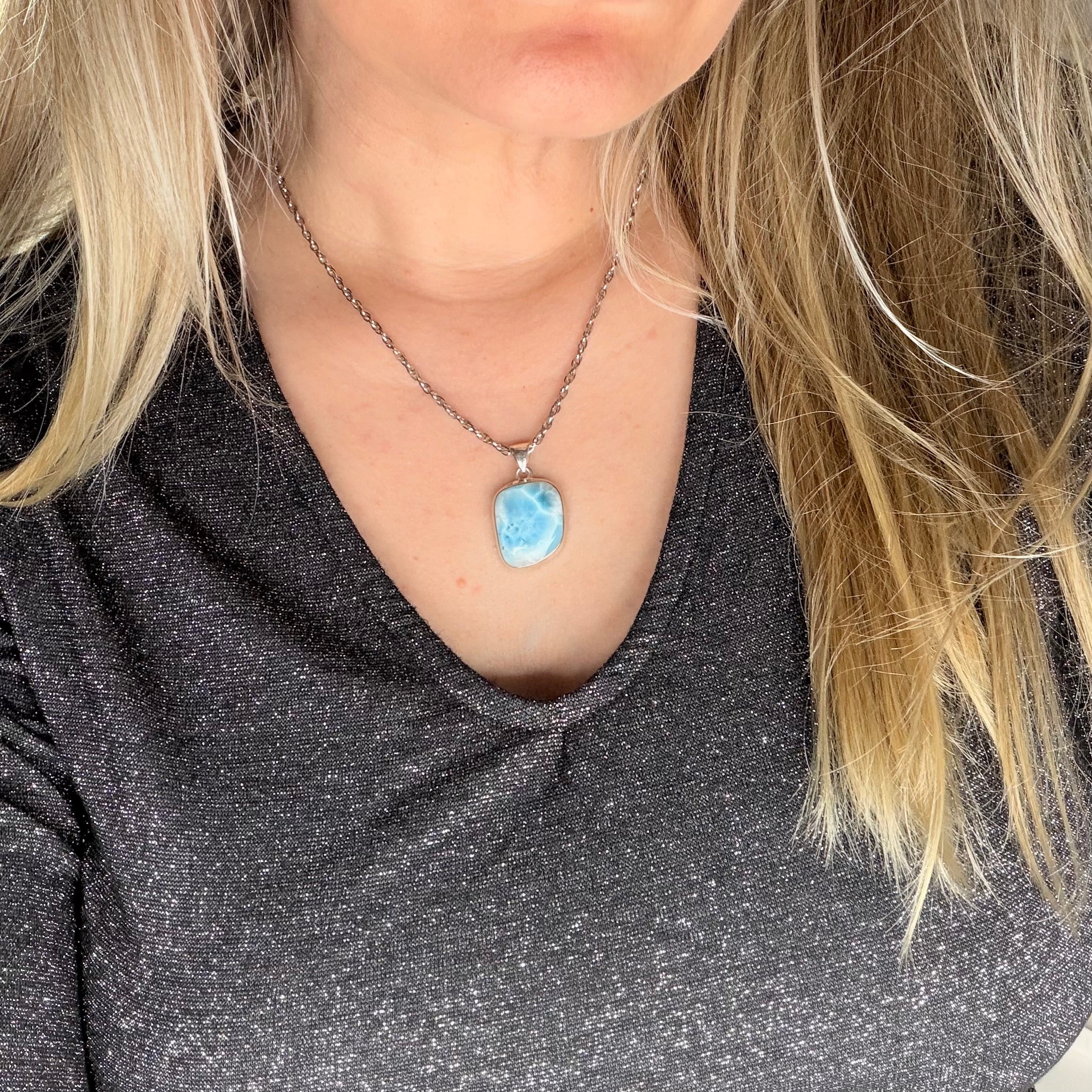 Ciondolo Larimar Argento 925 - Irregolare