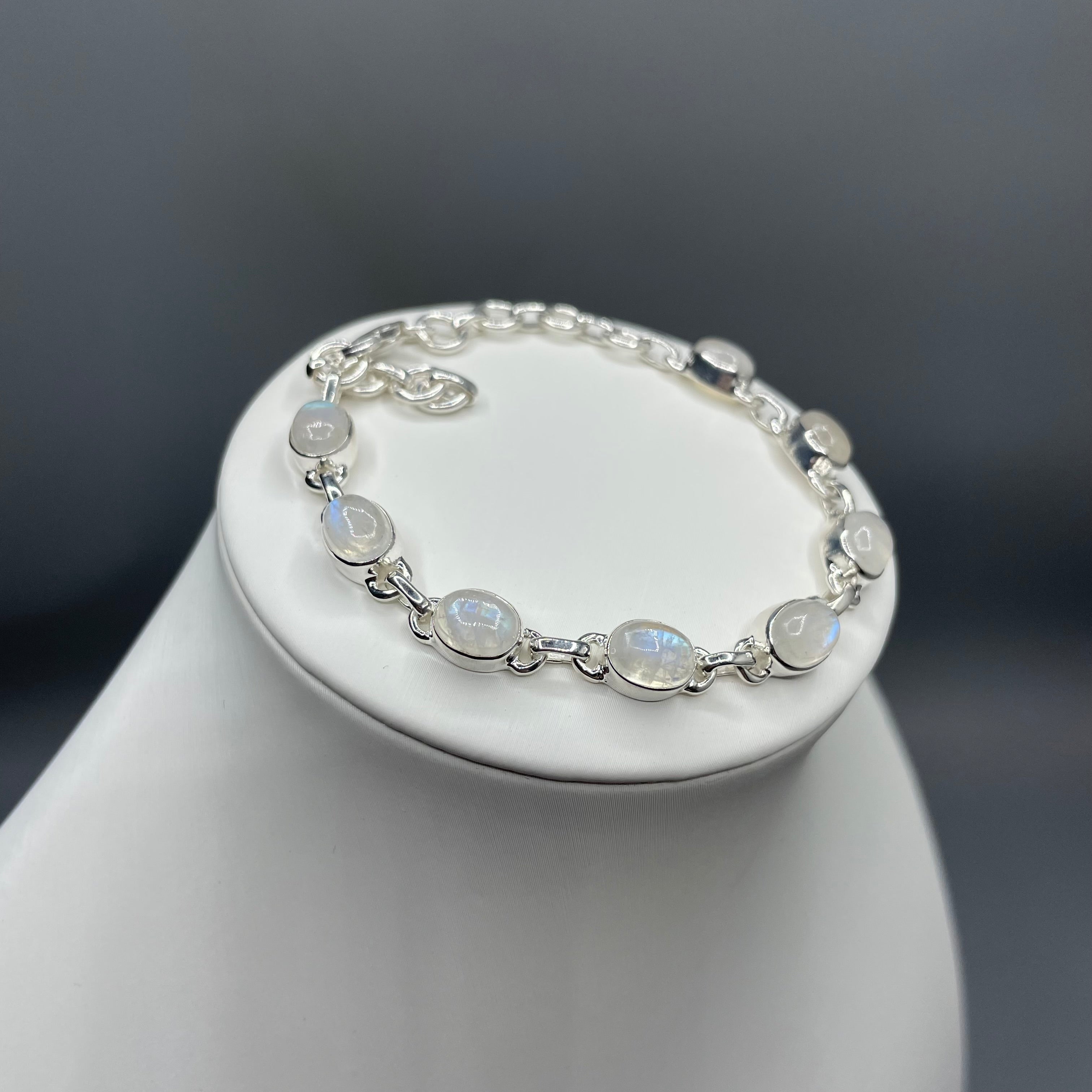 Bracciale Labradorite Bianca e Argento 925 - ovale
