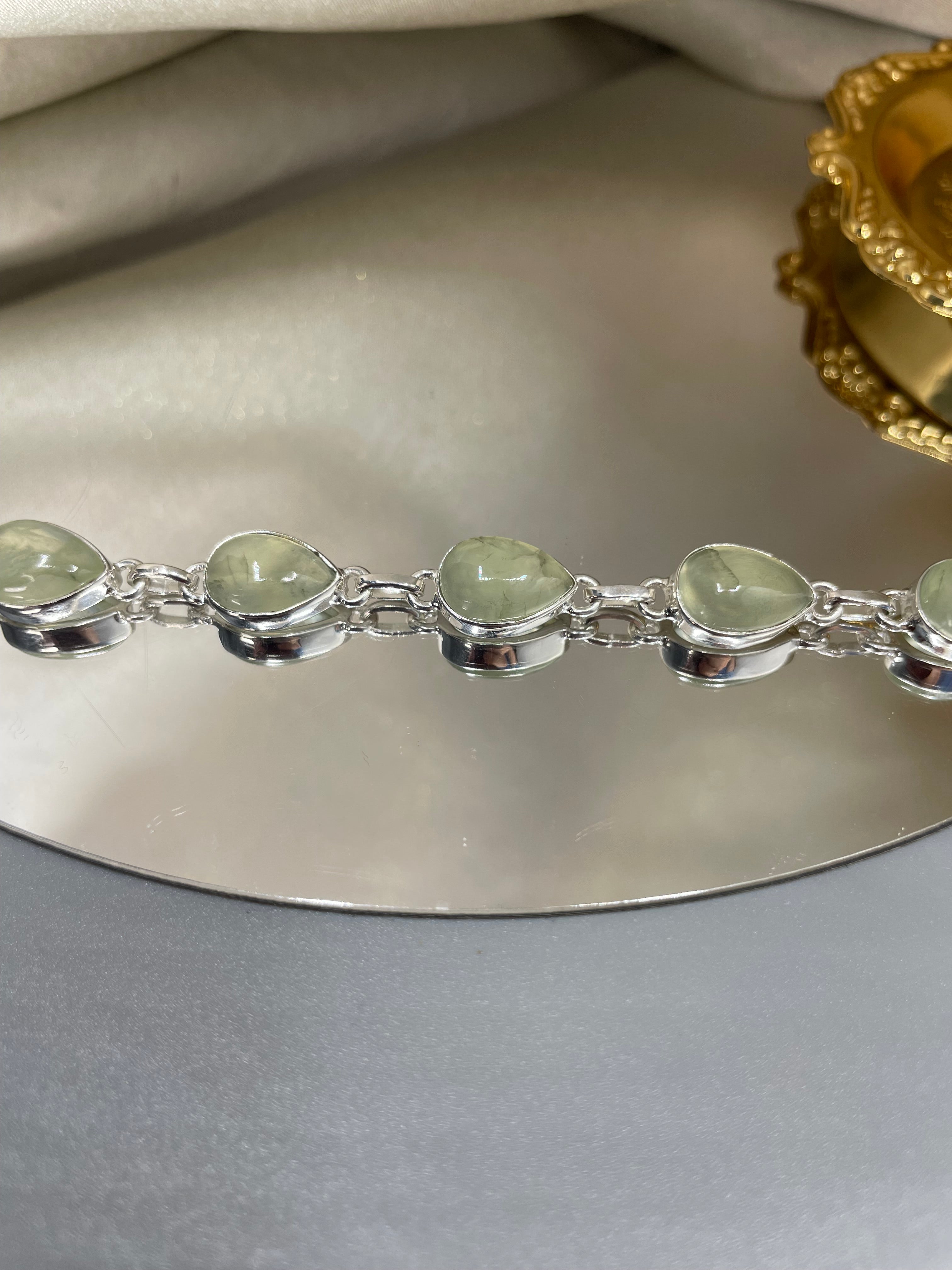 Bracciale Prehnite e Argento 925 - a goccia
