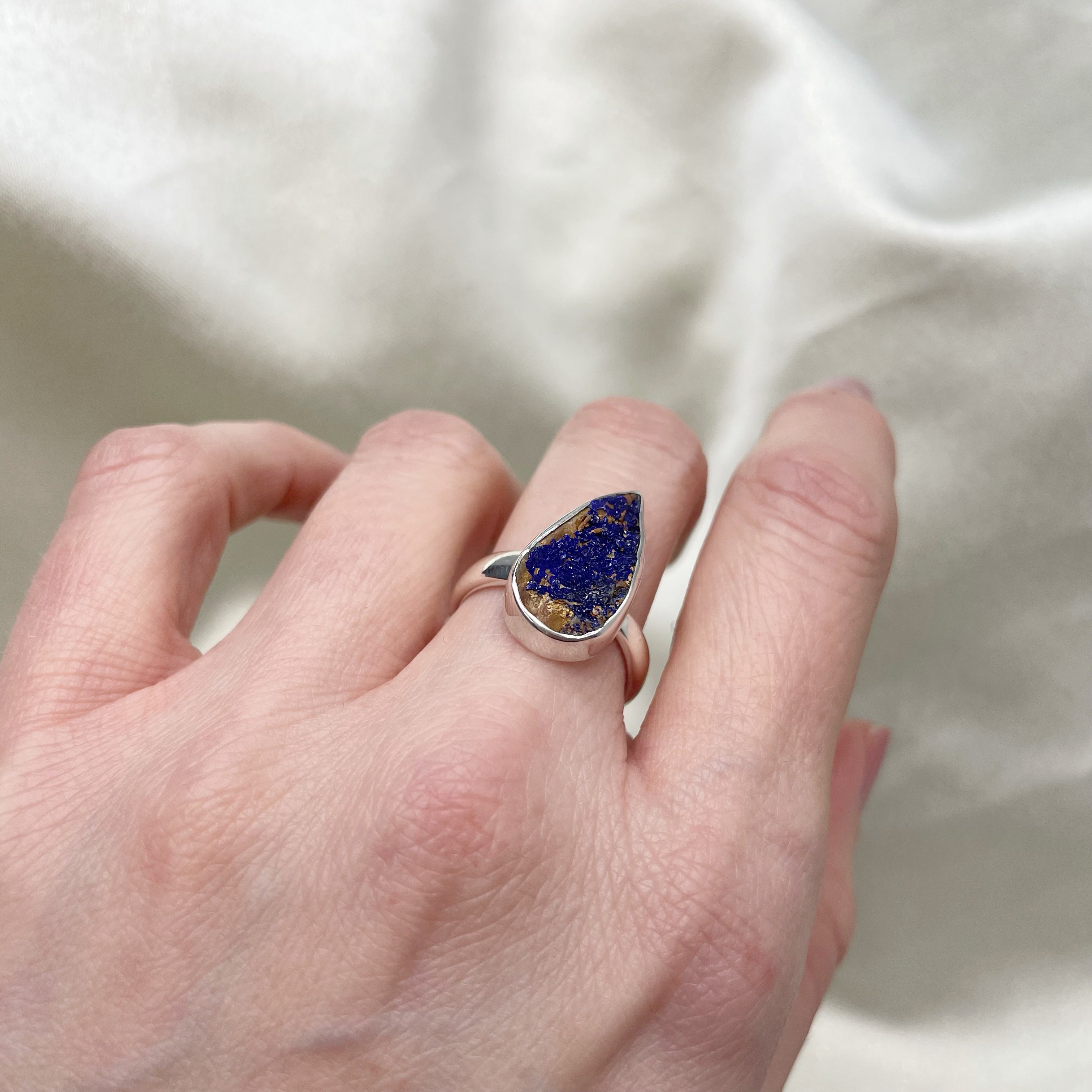 Anello Drusa di Azzurrite e Argento 925