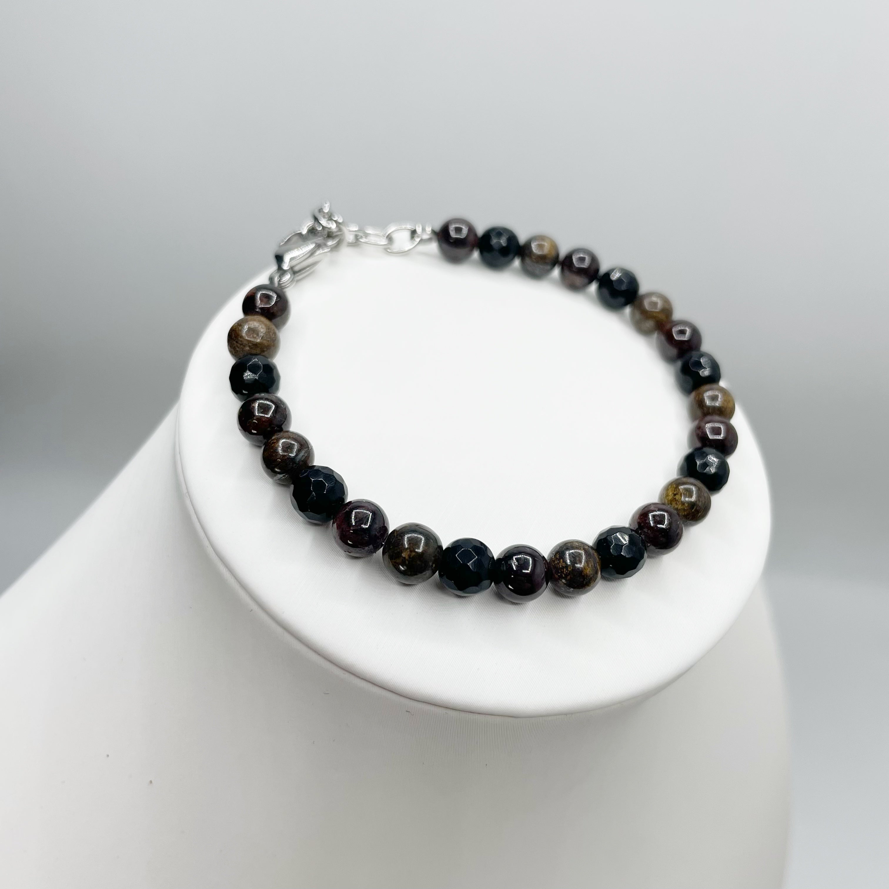 Bracciale Infinite Possibilità - Bronzite, Granato e Ossidiana