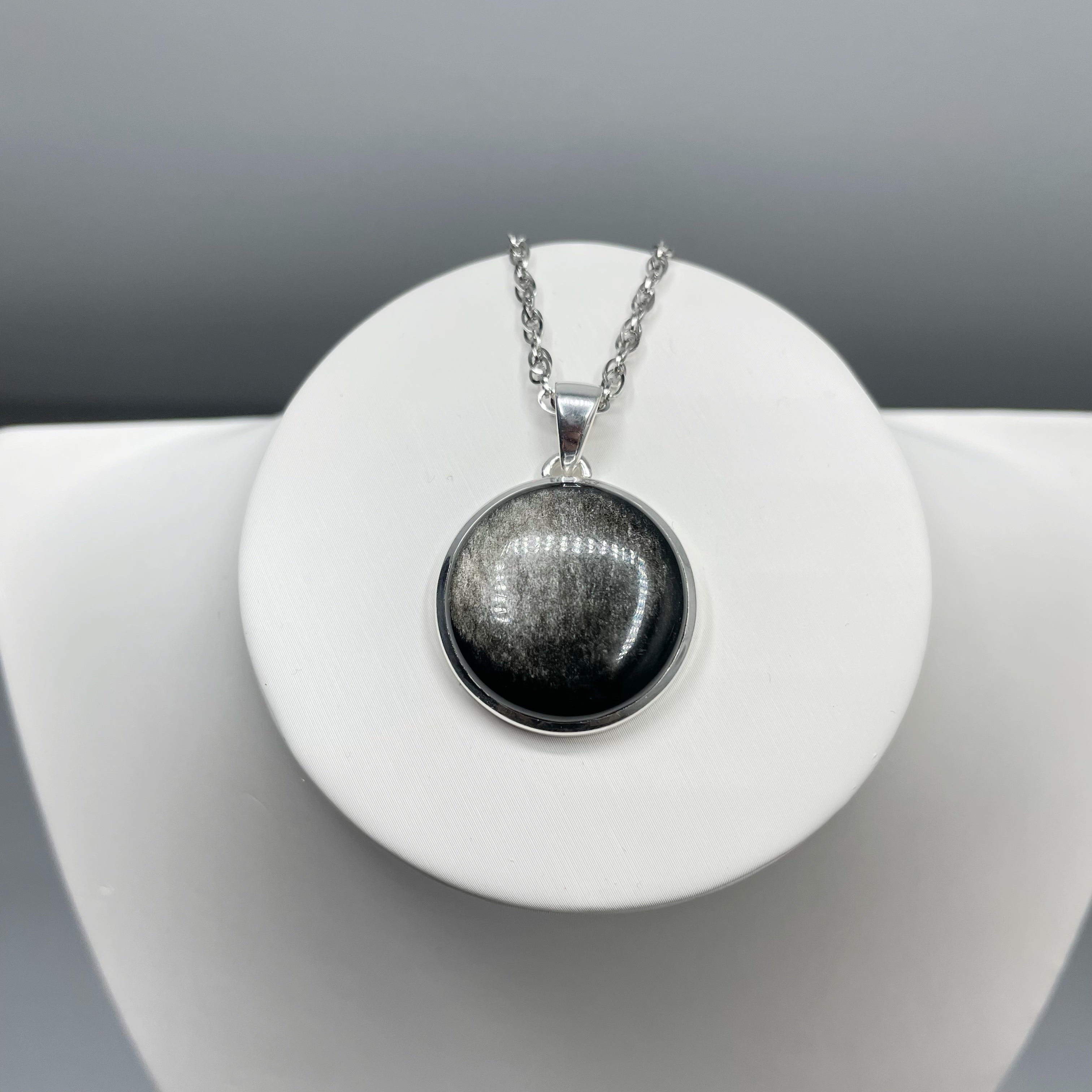 Ciondolo Ossidiana Tondo - Argento 925