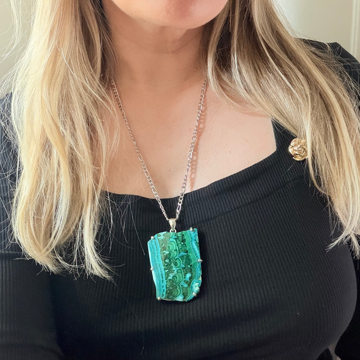Ciondolo Malachite e Crisocolla Argento 925 - grande