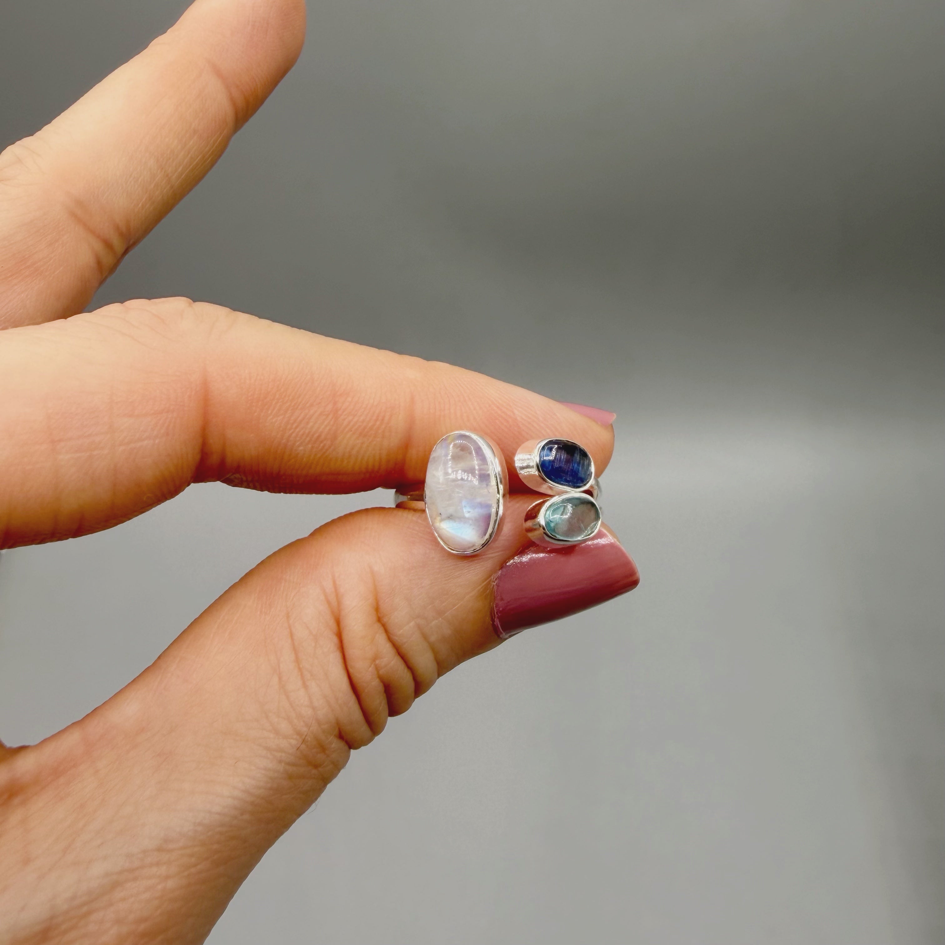 Anello Acquamarina, Cianite, Labradorite - Argento 925