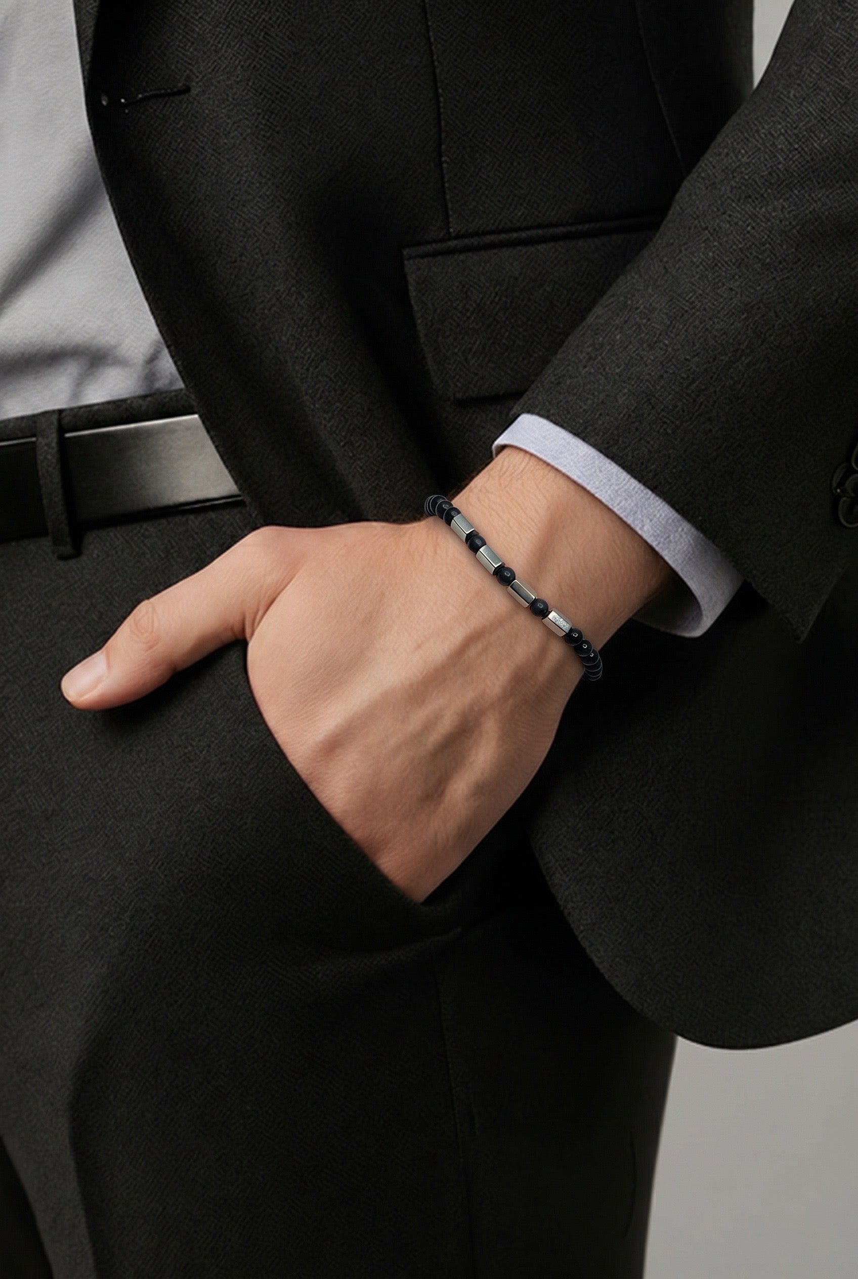 Bracciale Protection Unisex Silver - Tormalina, Onice, Shungite e Ematite