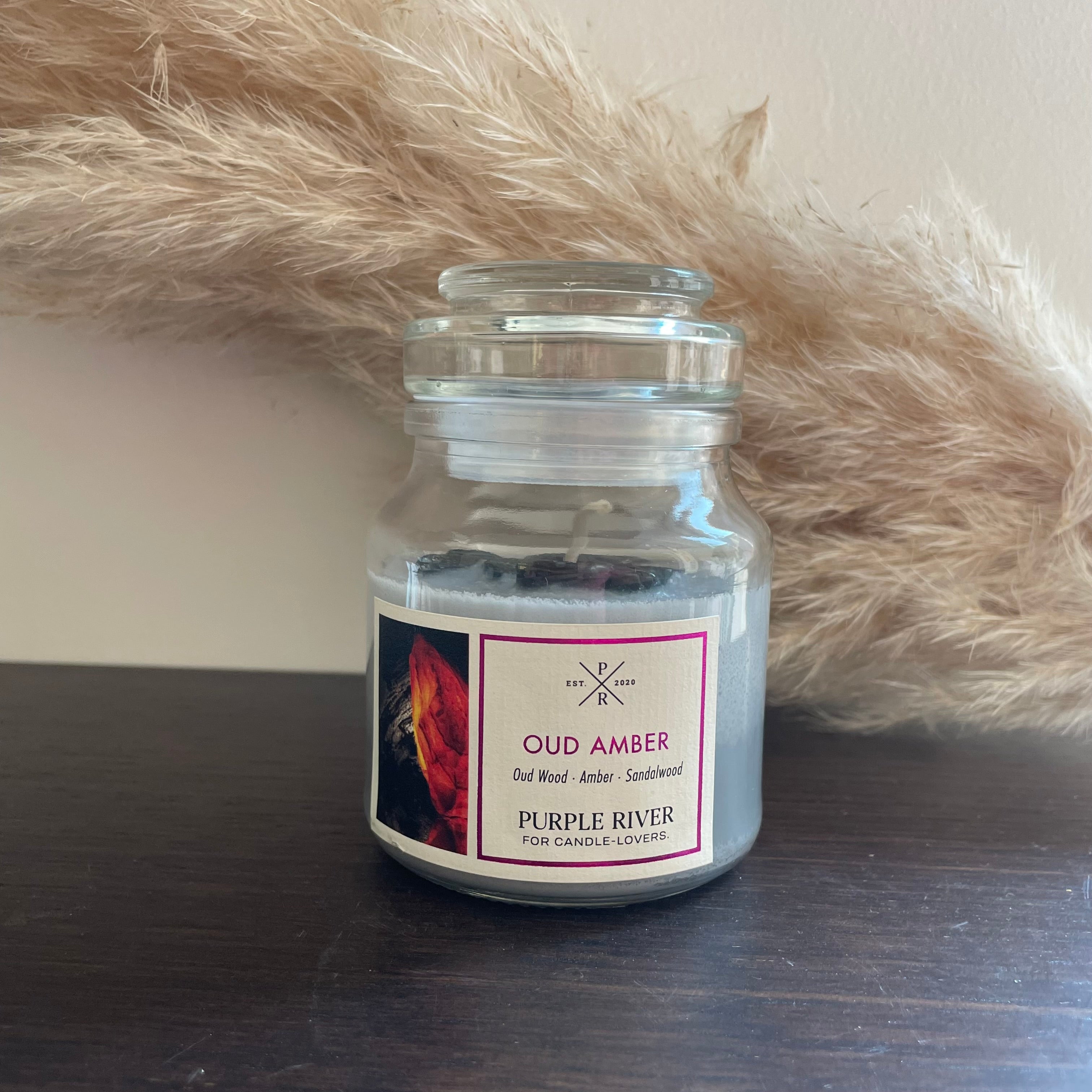 Candela con Cristalli PROTEZIONE - Oud Amber piccola