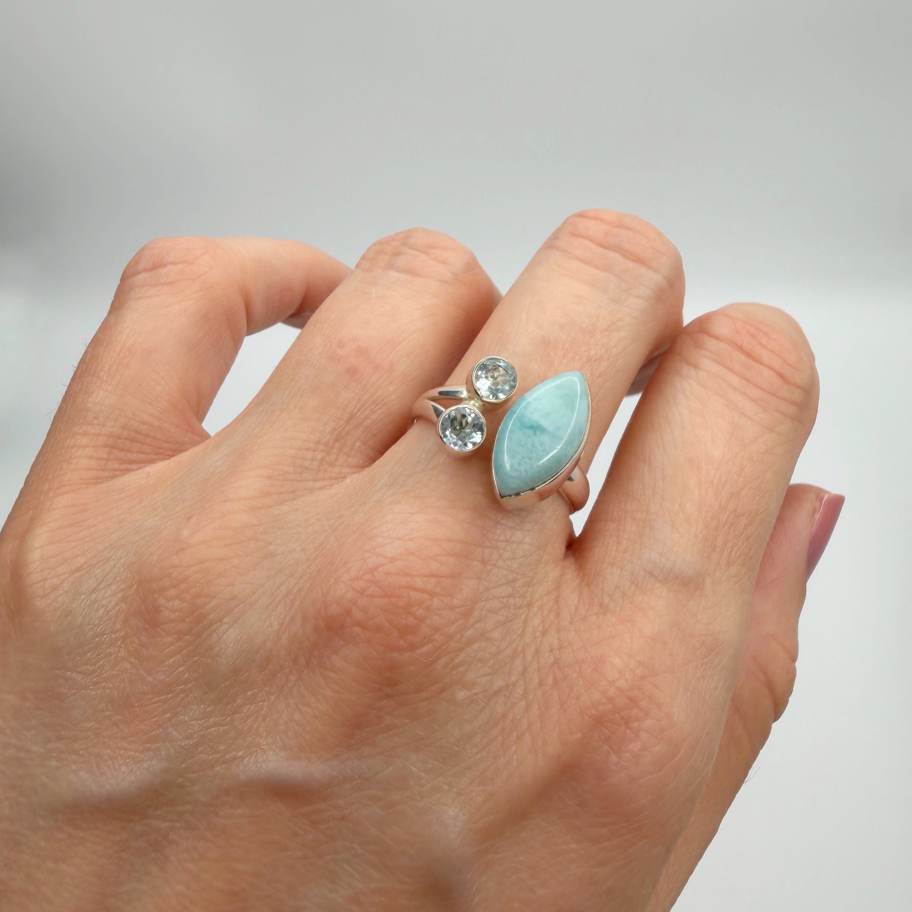 Anello Larimar e Topazio - Argento 925