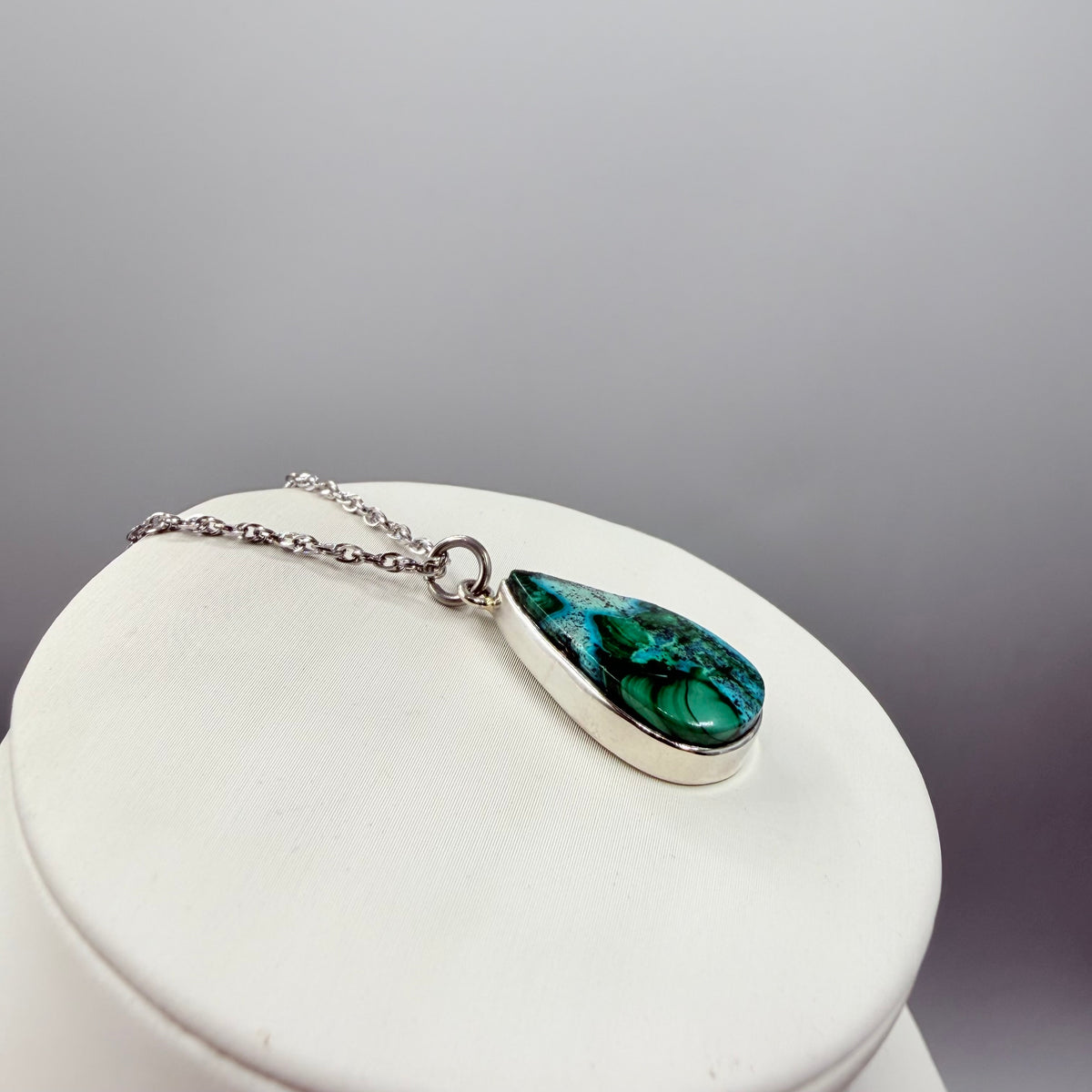 Ciondolo Malachite e Crisocolla Argento 925 - Goccia piccola