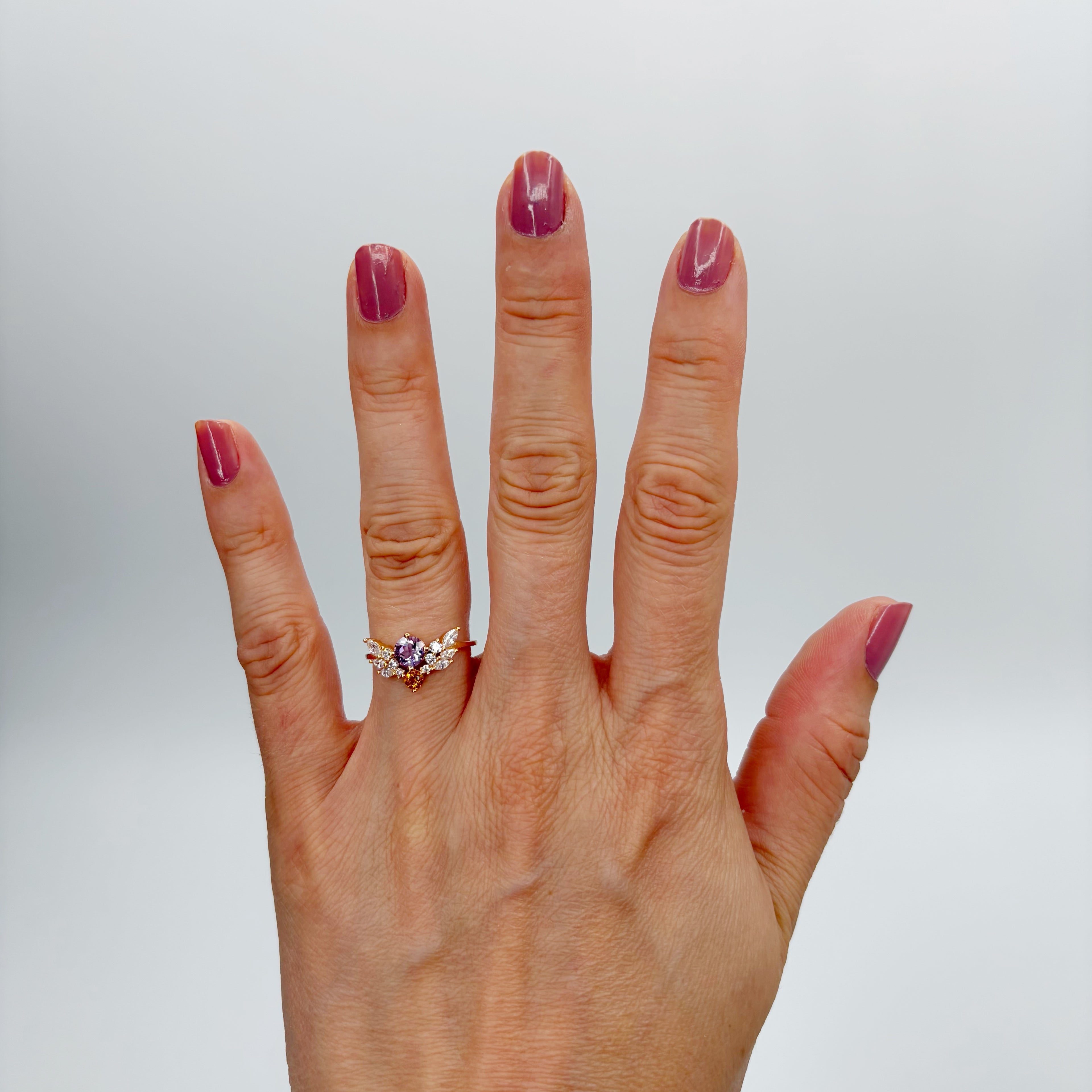 Anello Ametista e Topazio | Argento 925 placcato oro 14k - NON REGOLABILE