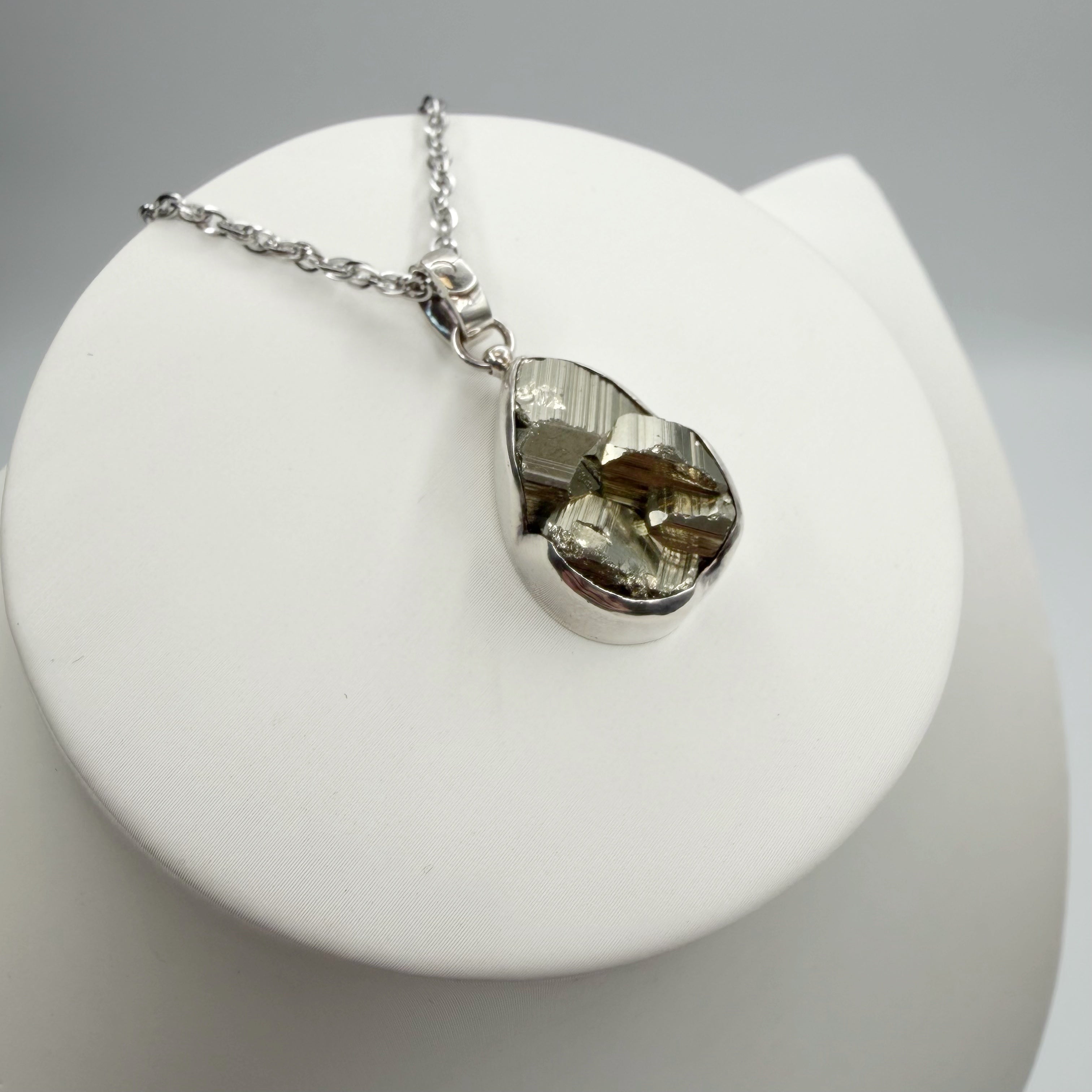 Ciondolo Pirite Grezza - Argento 925 - A Goccia