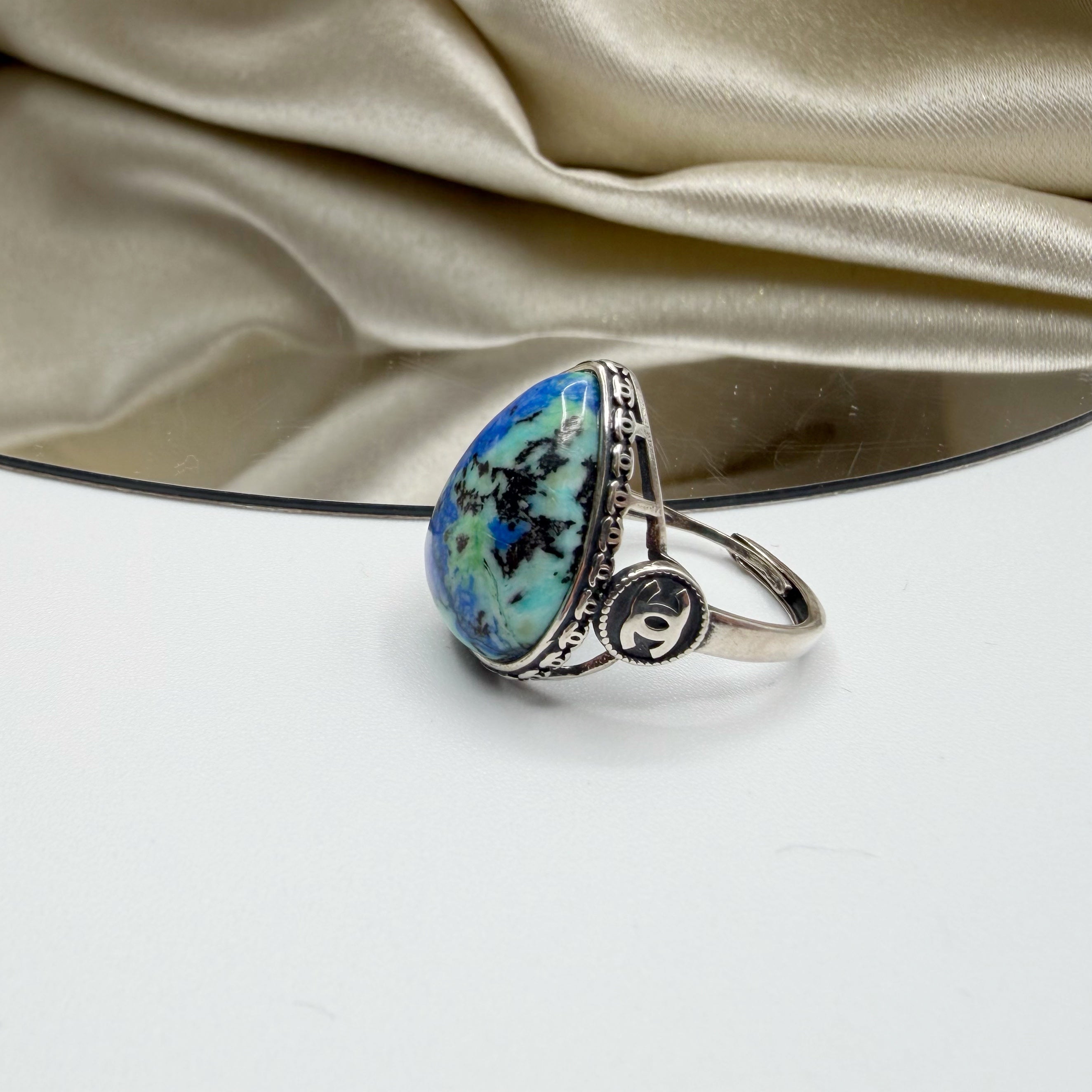 Anello Lapis e Turchese e Argento 925 - A GOCCIA