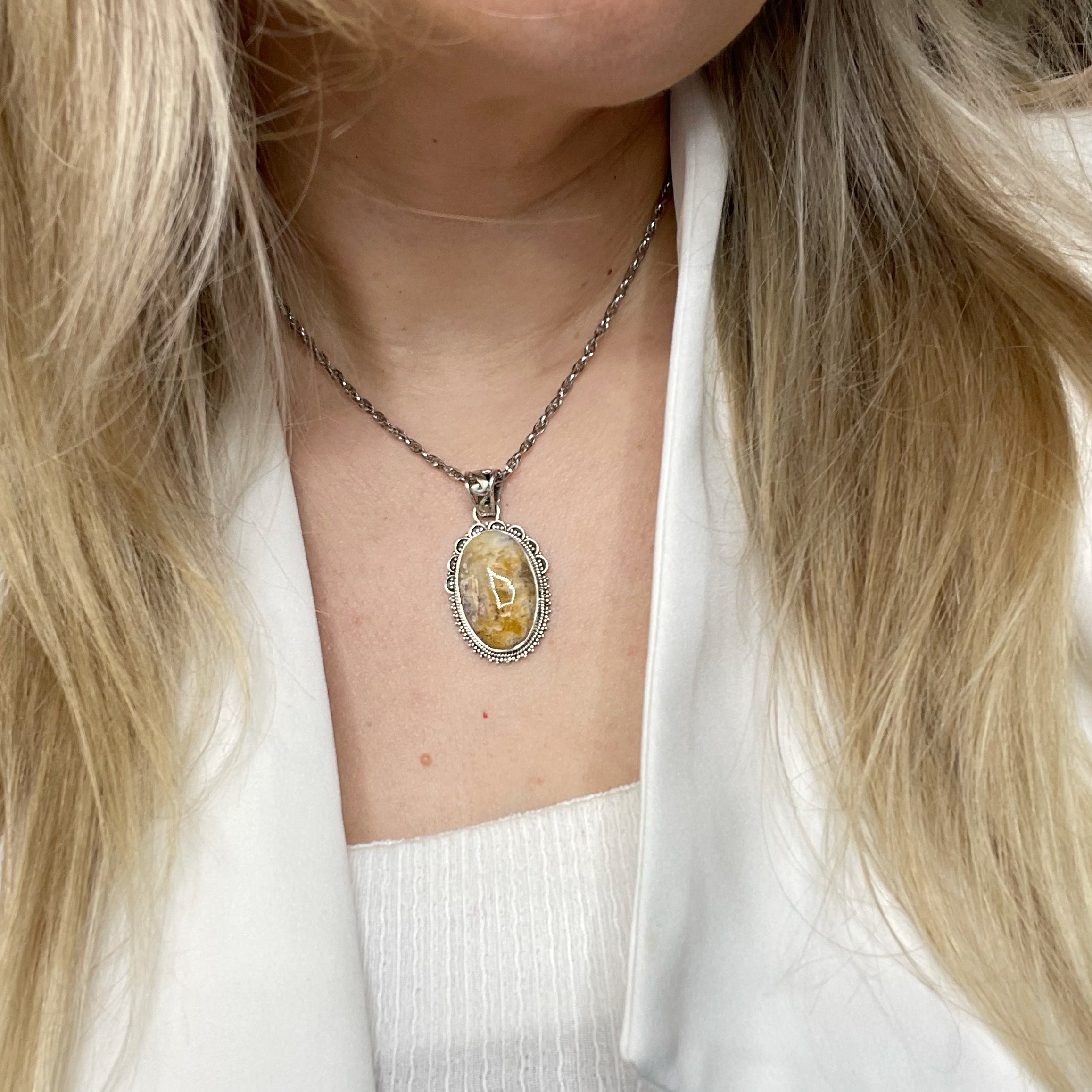 Ciondolo Agata Plume Vintage e Argento 925