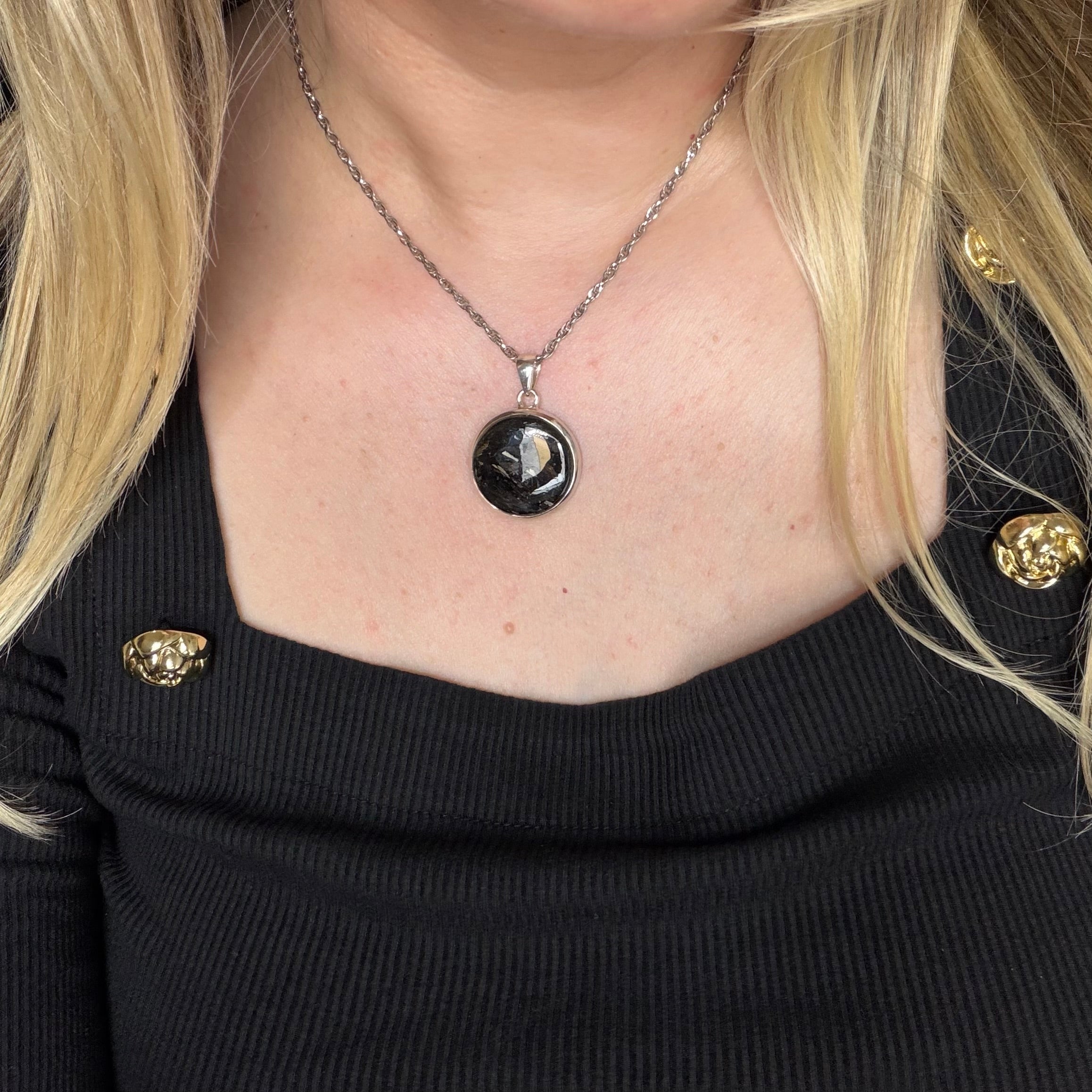Ciondolo Nuummite Argento 925 - Tondo
