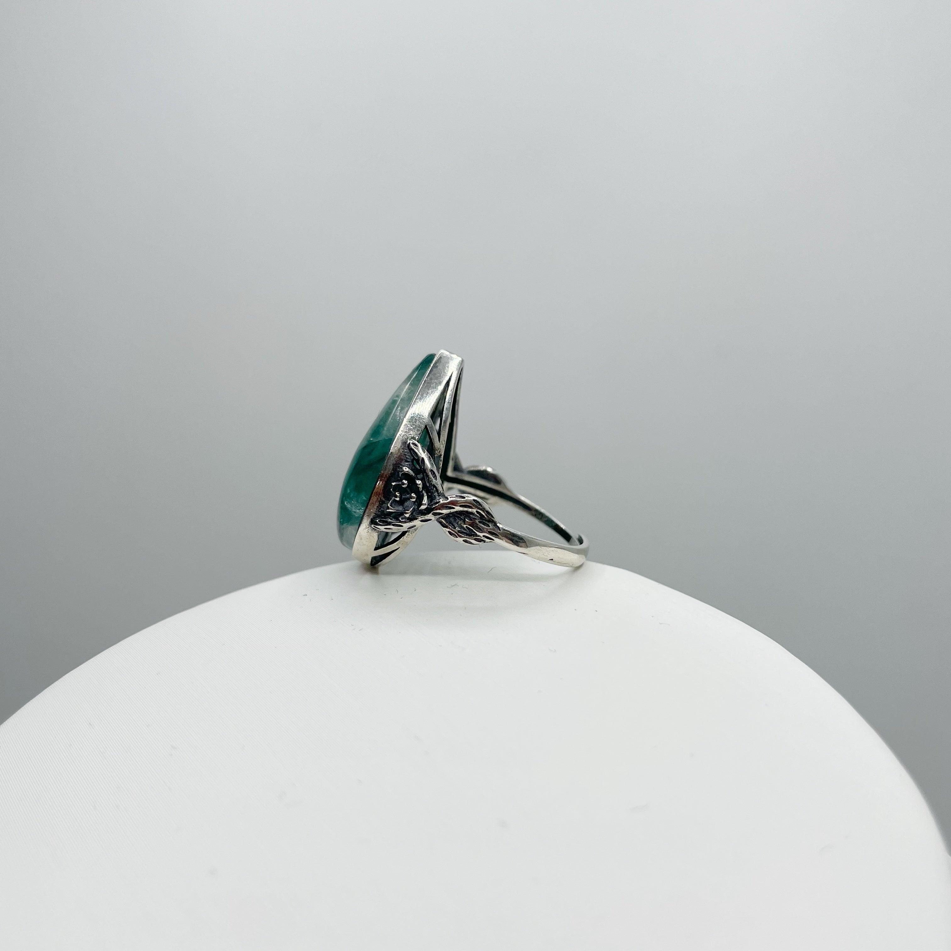 Anello Lepidolite Verde a Goccia - Argento 925