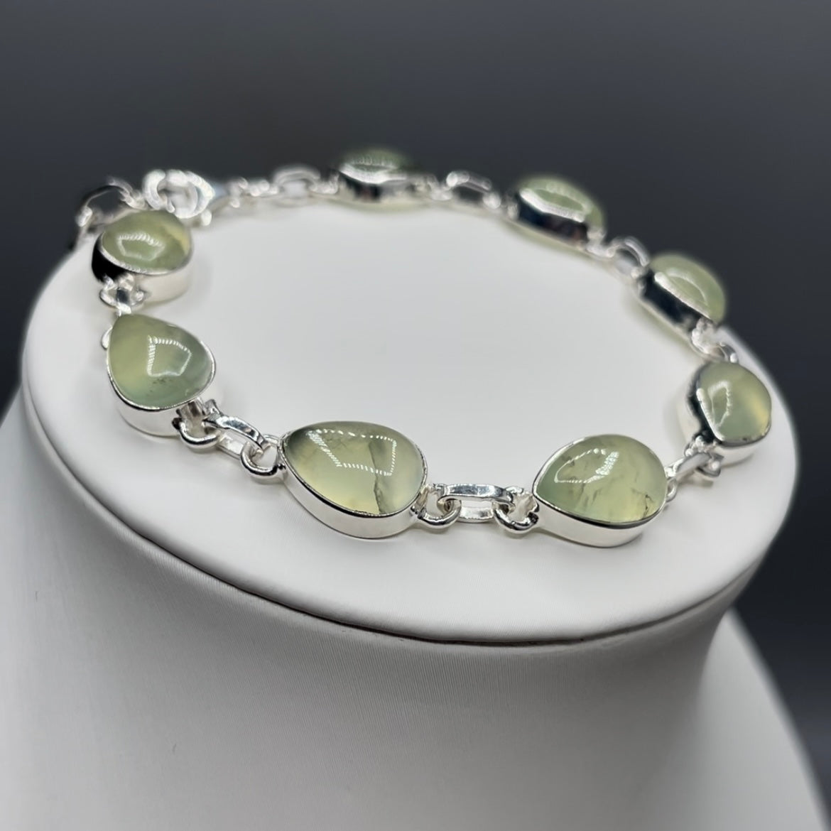 Bracciale Prehnite e Argento 925 - a goccia