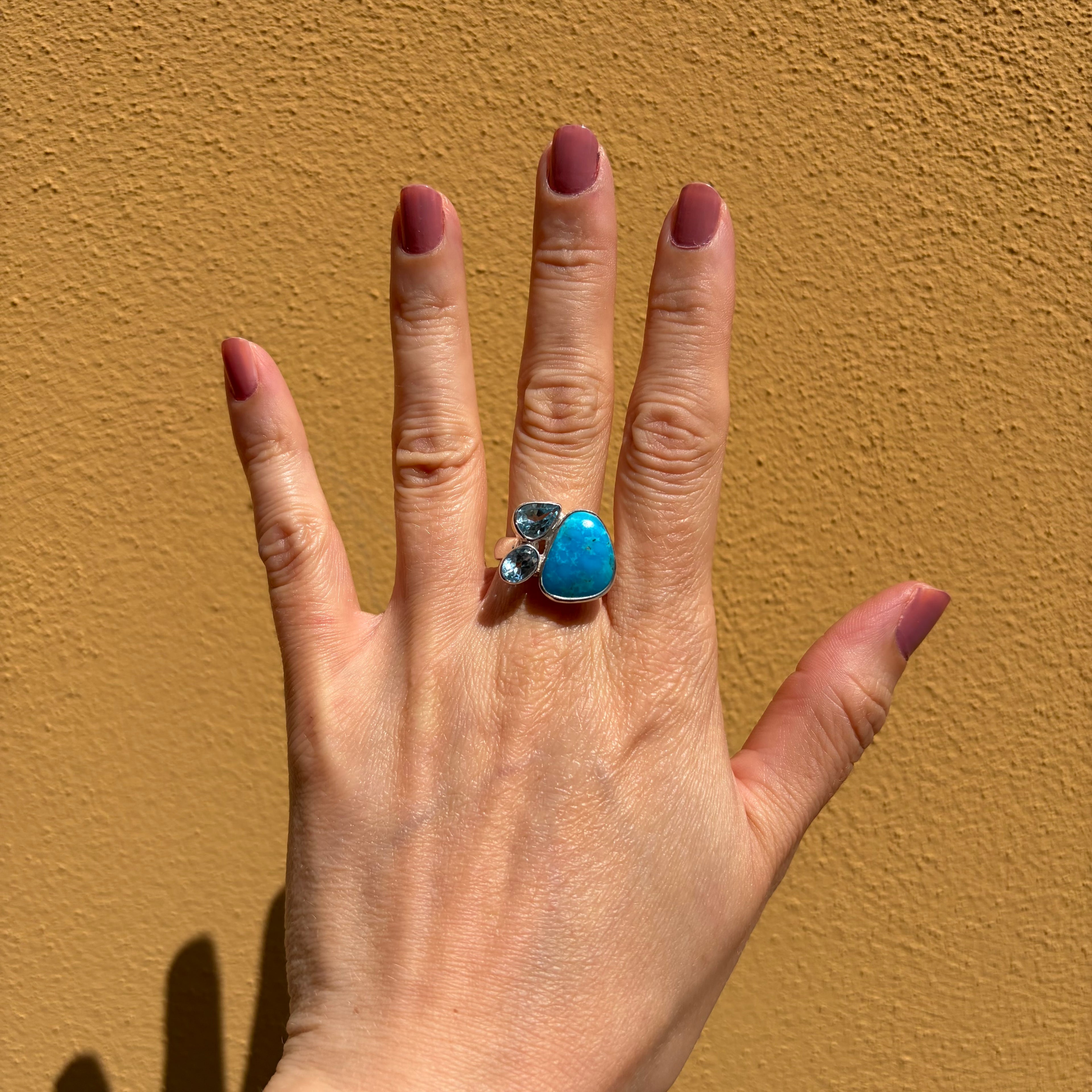Anello Turchese Naturale e Topazio - Argento 925
