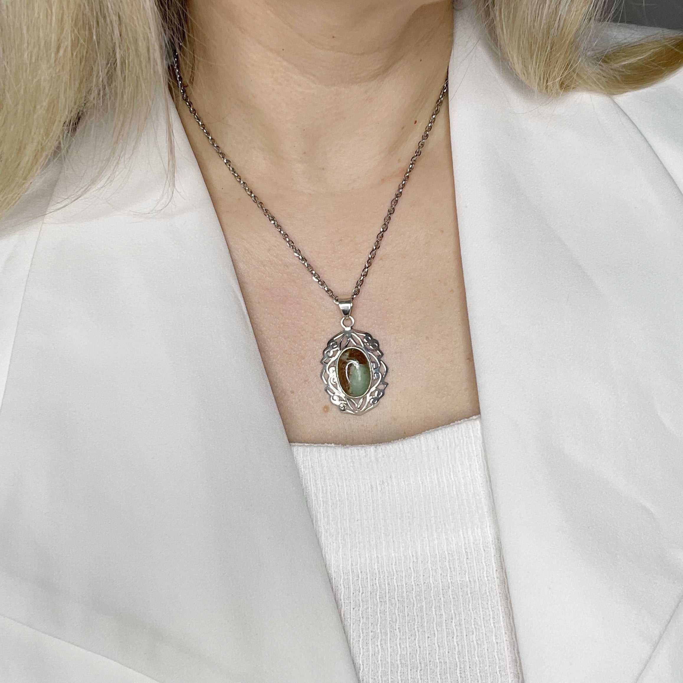 Ciondolo Crisoprasio Diadema - Argento 925