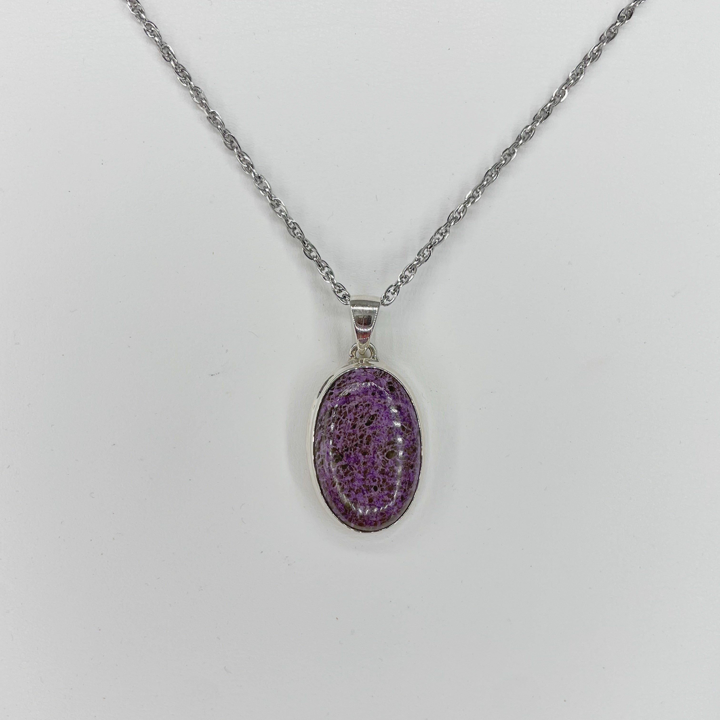 Ciondolo Variscite in Purpurite Ovale - Argento 925
