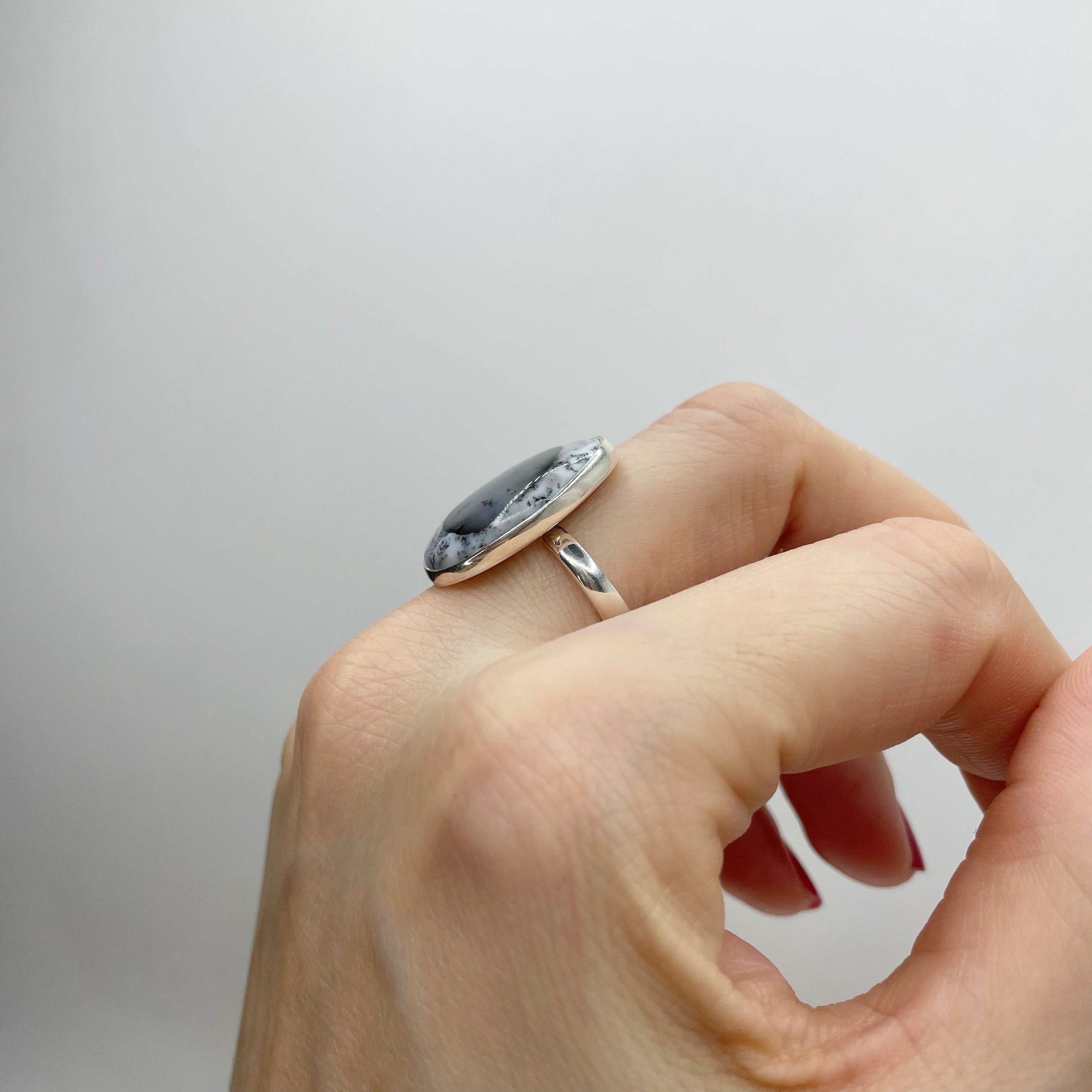 Anello Agata dendritica Ovale - Argento 925