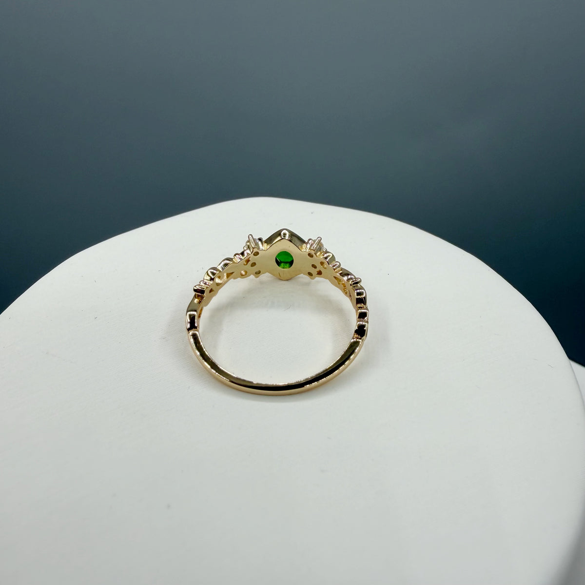 Anello Diopsite | Argento 925 placcato oro 14k - NON REGOLABILE