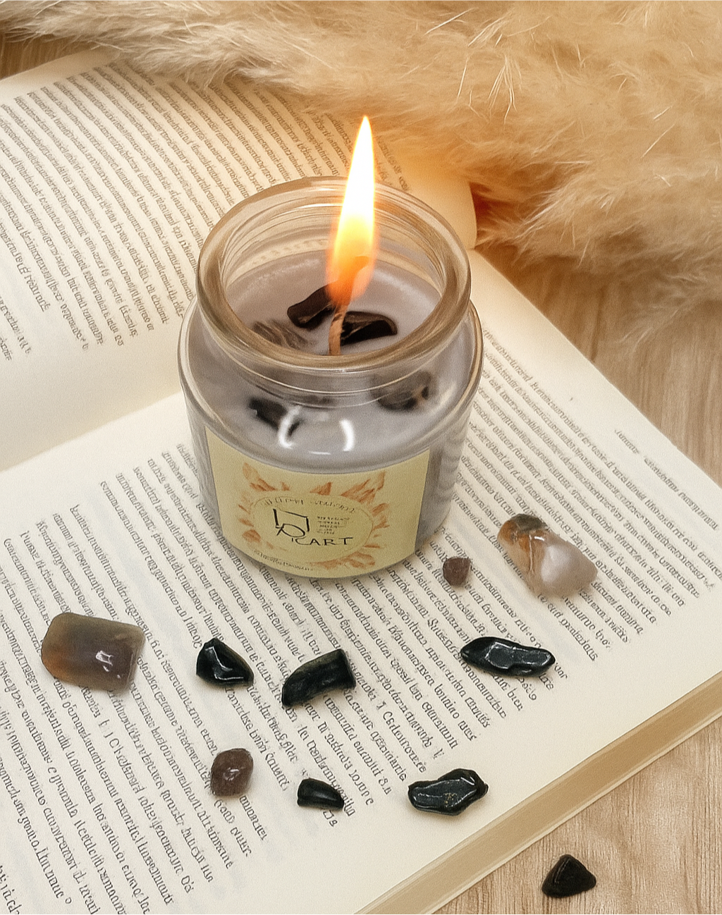 Candela con Cristalli PROTEZIONE - Oud Amber piccola
