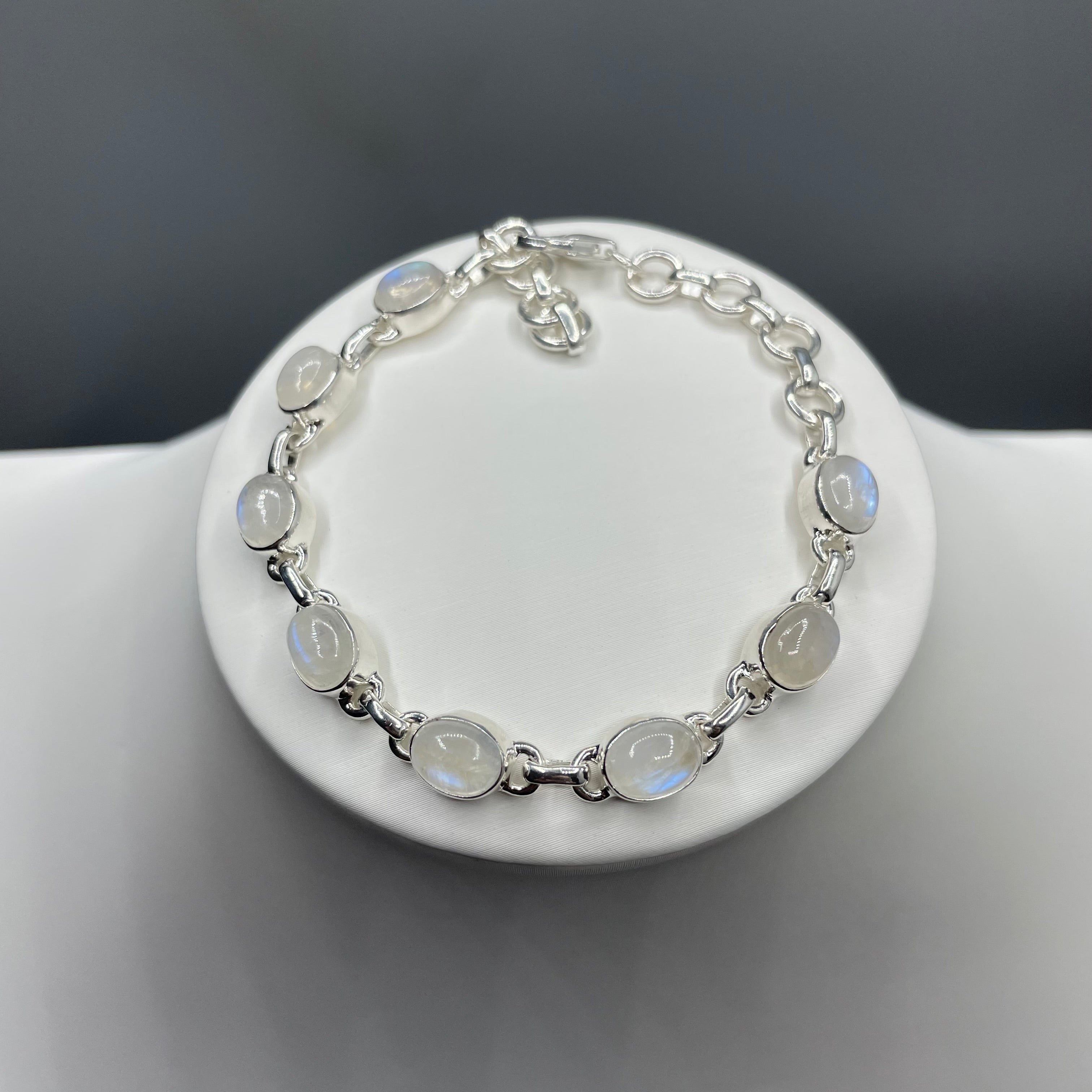 Bracciale Labradorite Bianca e Argento 925 - ovale