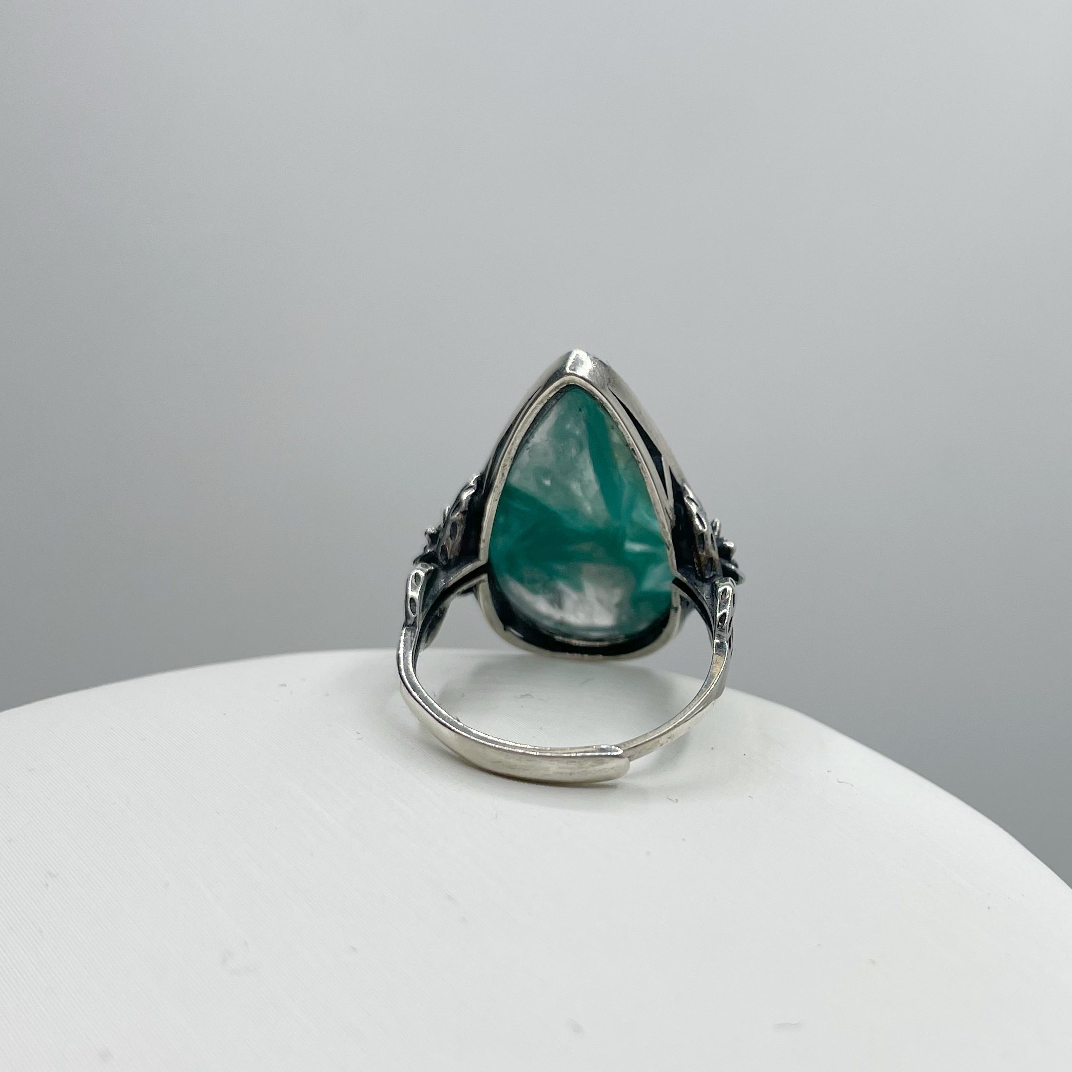 Anello Lepidolite Verde a Goccia - Argento 925